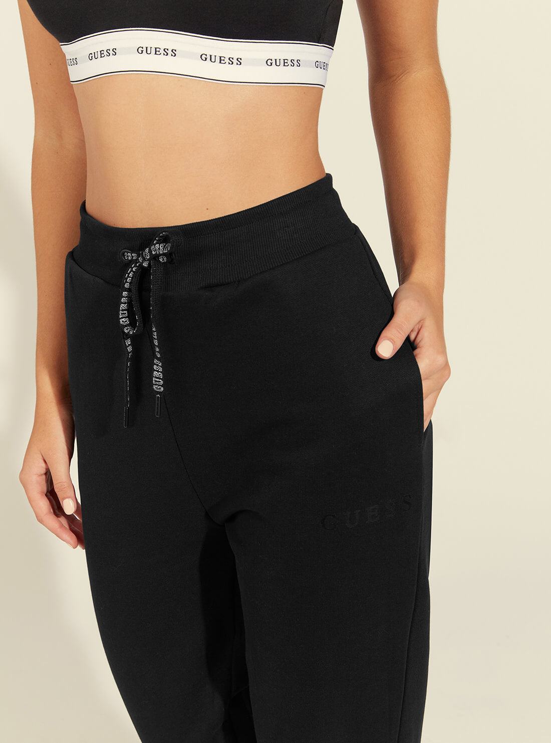 GUESS Womens  Eco Black Alene Active Jogger Pants O1GA04K68I1 Detail View