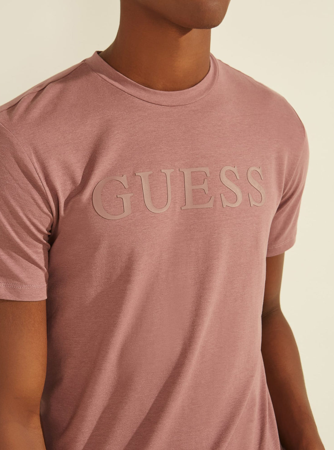 GUESS Mens Eco Hazy Pink Alphy T-shirt U1YA00JR06K Detail View
