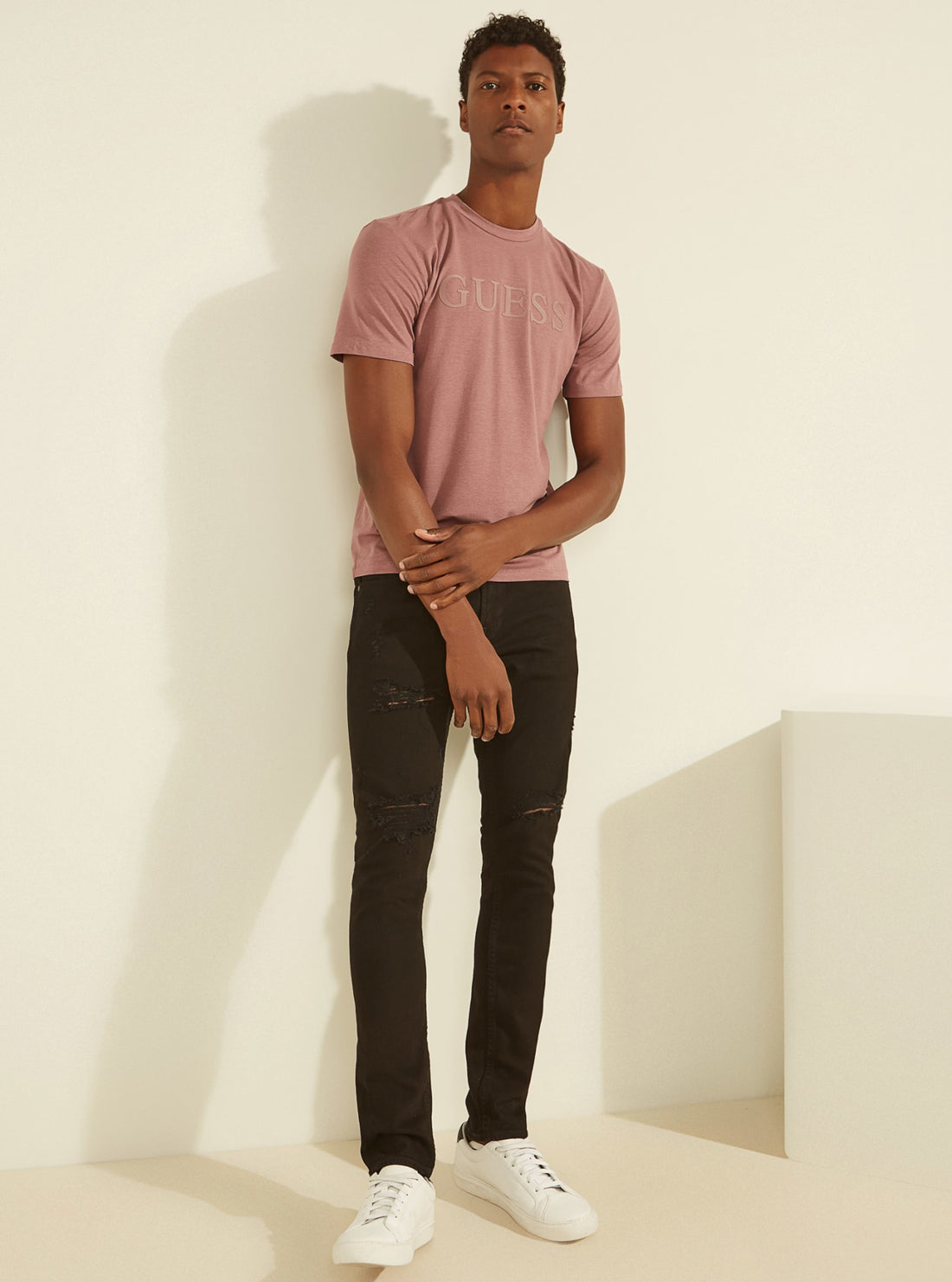 GUESS Mens Eco Hazy Pink Alphy T-shirt U1YA00JR06K Full View