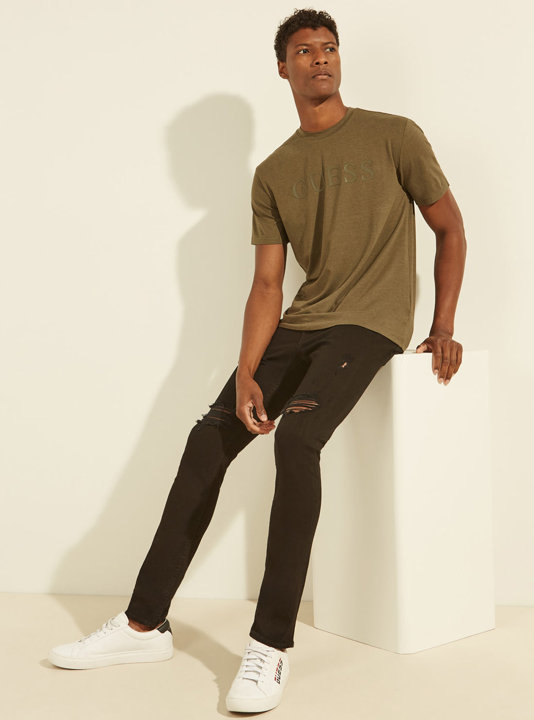 GUESS Mens Eco Olive Green Alphy T-Shirt U1YA00JR06K Full View