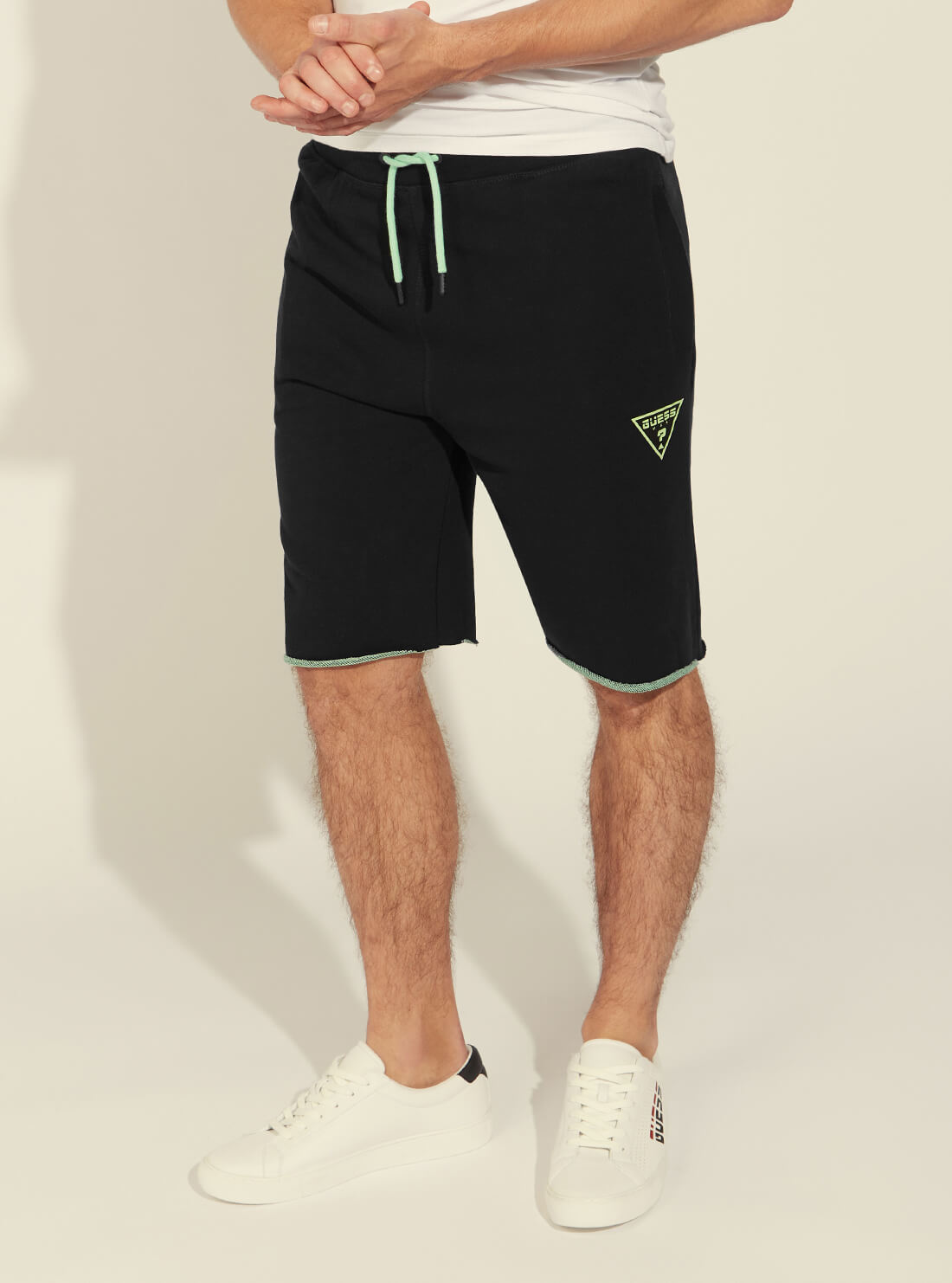 GUESS Mens Eco Black Bermuda Active Shorts U1GA30FL03O Detail View