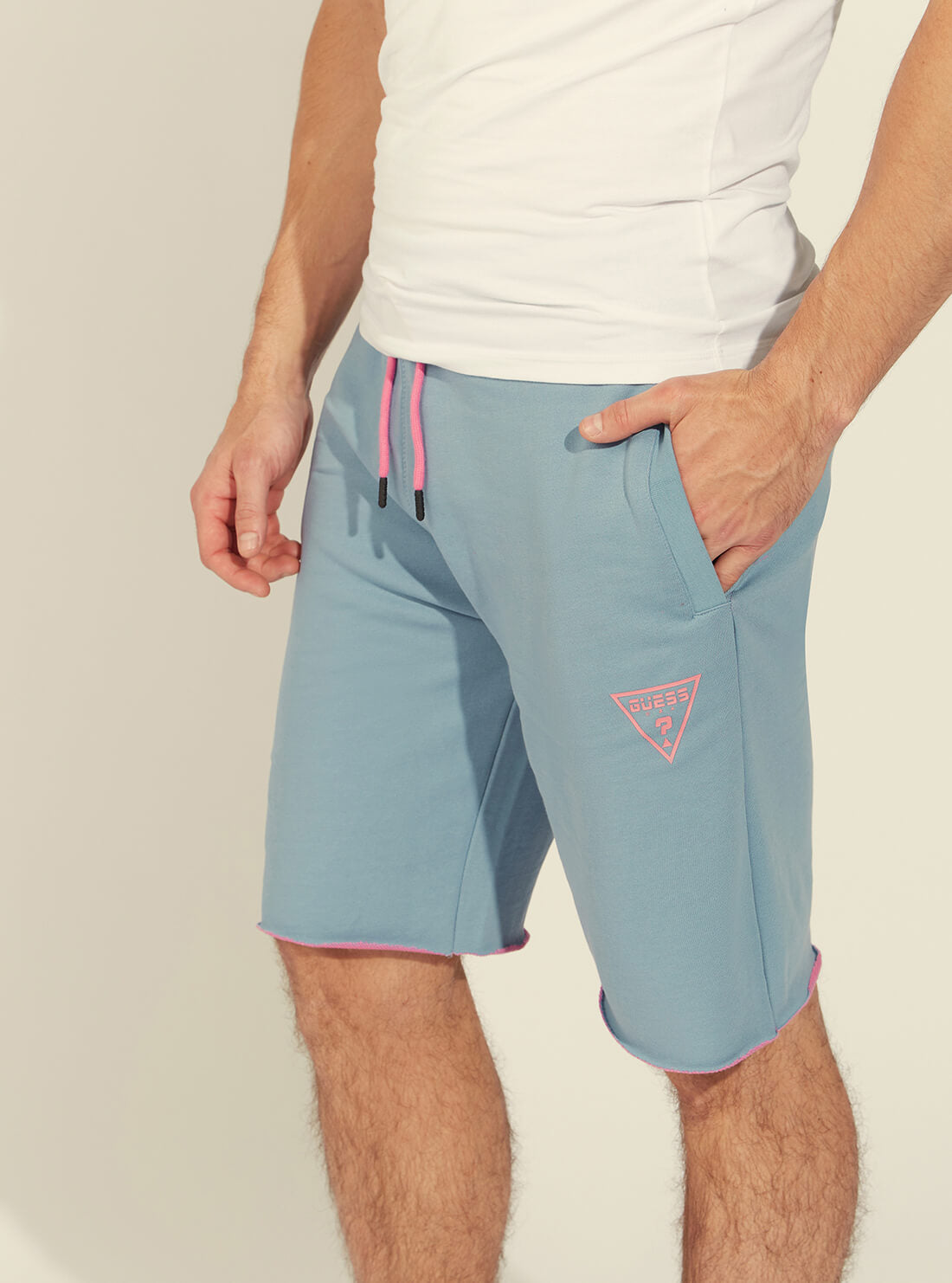 GUESS Mens Eco Blue Bermuda Active Shorts U1GA30FL03O Detail View