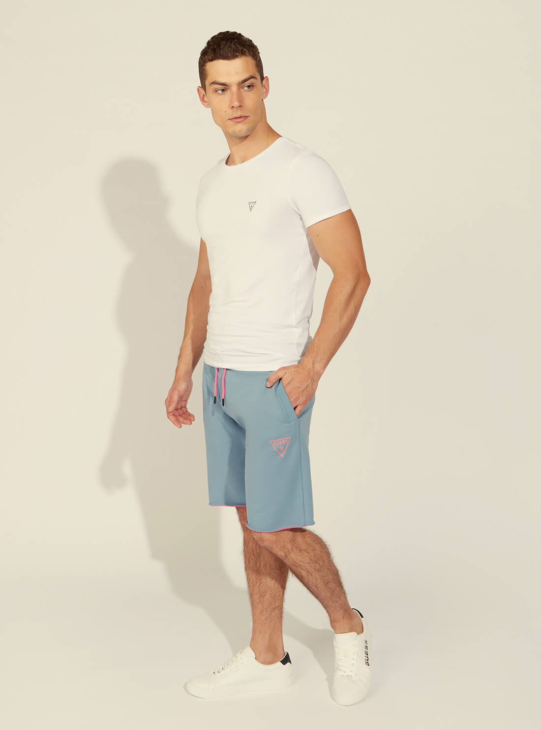 GUESS Mens Eco Blue Bermuda Active Shorts U1GA30FL03O Full View
