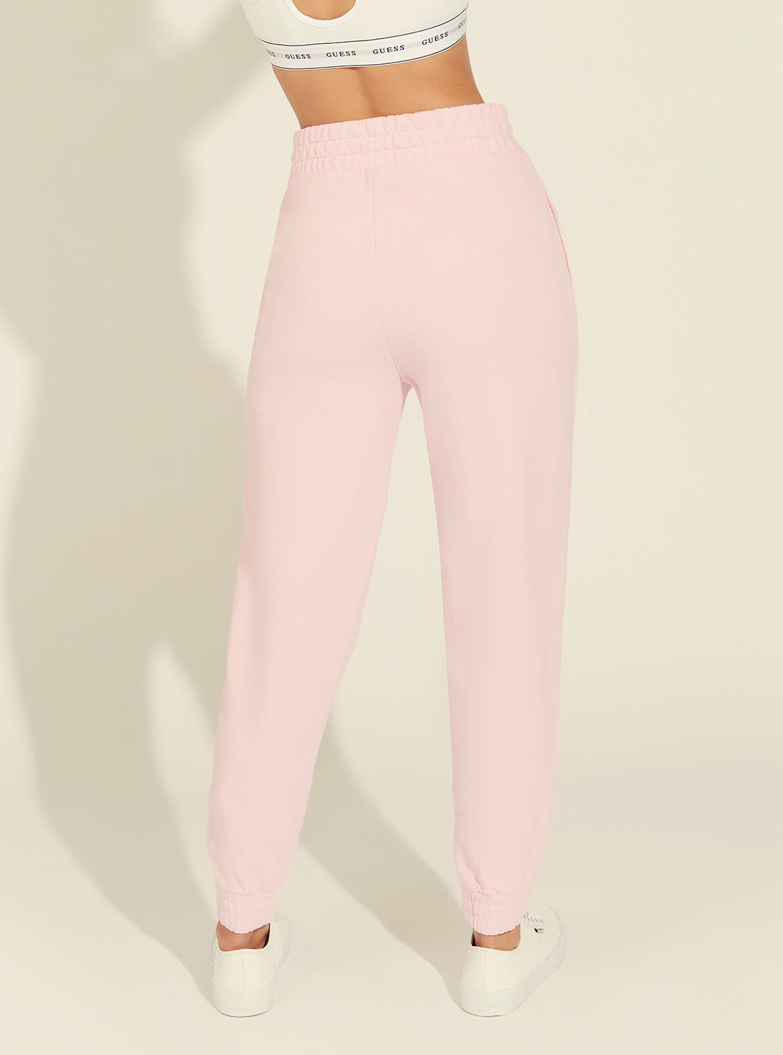 GUESS Womens  Eco Pink Fleece Relaxed Active Jogger Pants O1GA18K68I1 Back View