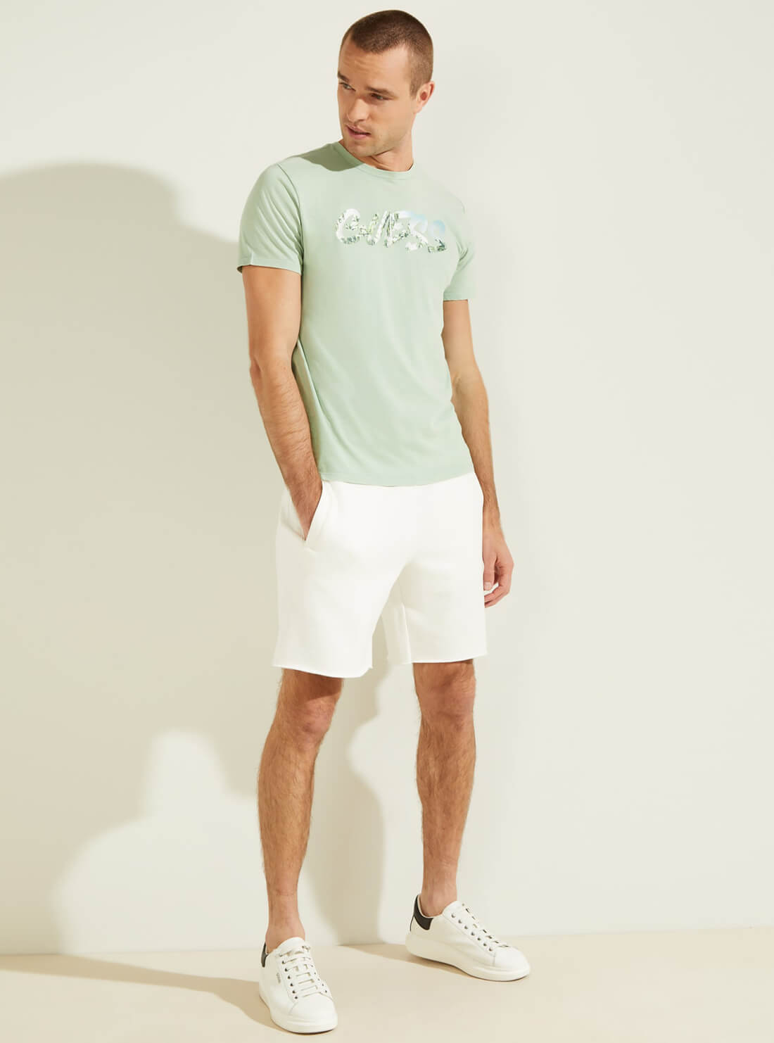GUESS Mens Eco Green Graffiti Logo T-Shirt MBYI05R9RMC Full View