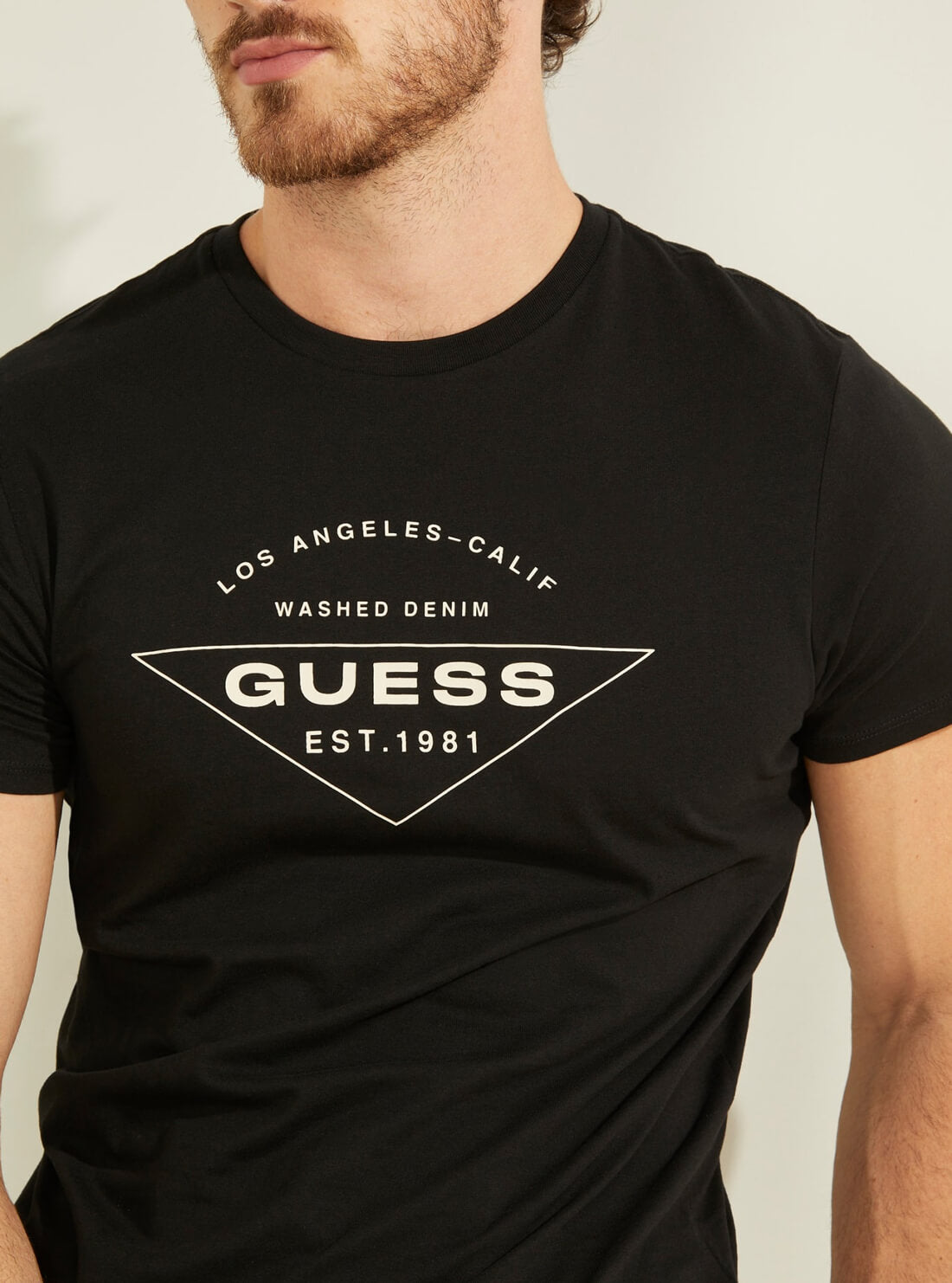 GUESS Mens Eco Black Calif Logo T-Shirt MBYI05R9RMD Detail View