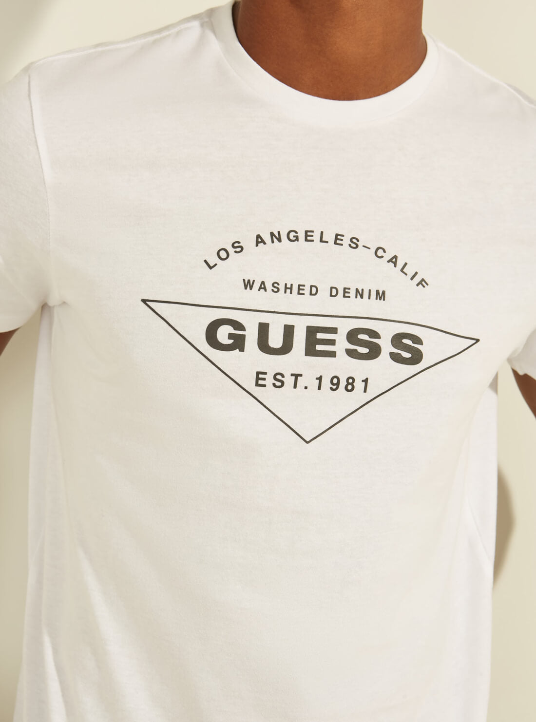 GUESS Mens Eco White Calif Logo T-Shirt MBYI05R9RMD Detail View