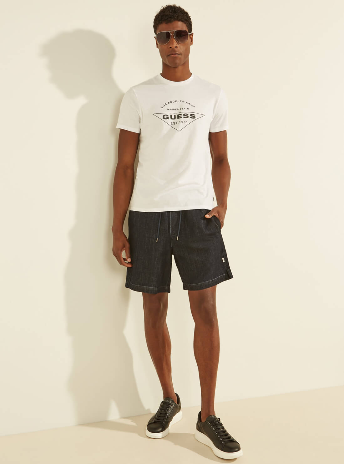 GUESS Mens Eco White Calif Logo T-Shirt MBYI05R9RMD Full View