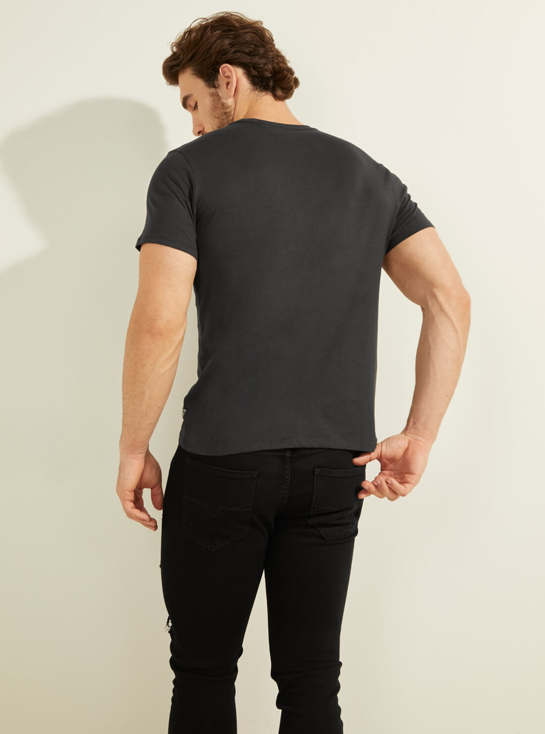 GUESS Mens Eco Black Night Graffiti T-Shirt MBYP63RARC3 Back View