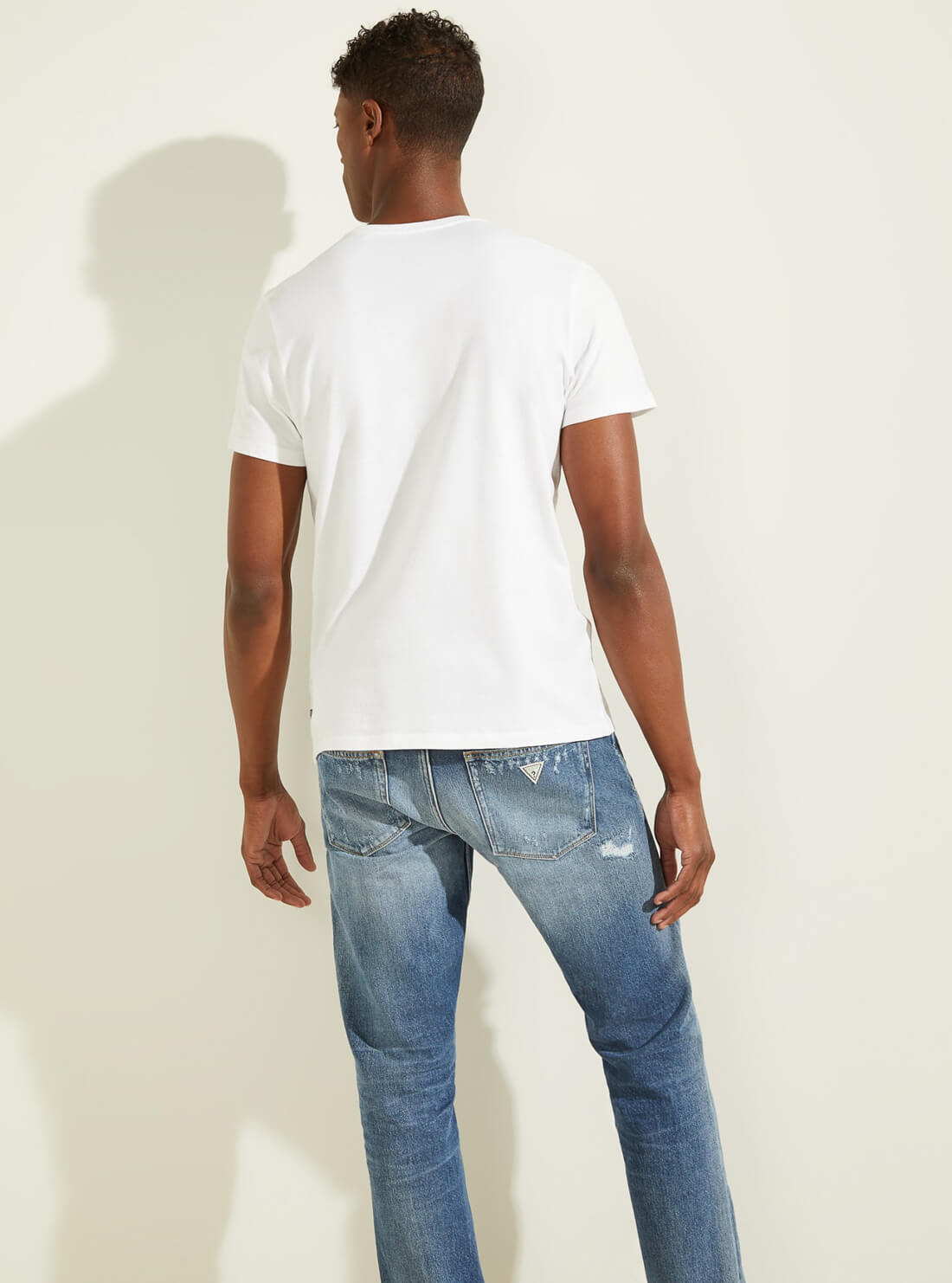 GUESS Mens Eco White Night Graffiti T-Shirt MBYP63RARC3 Back View