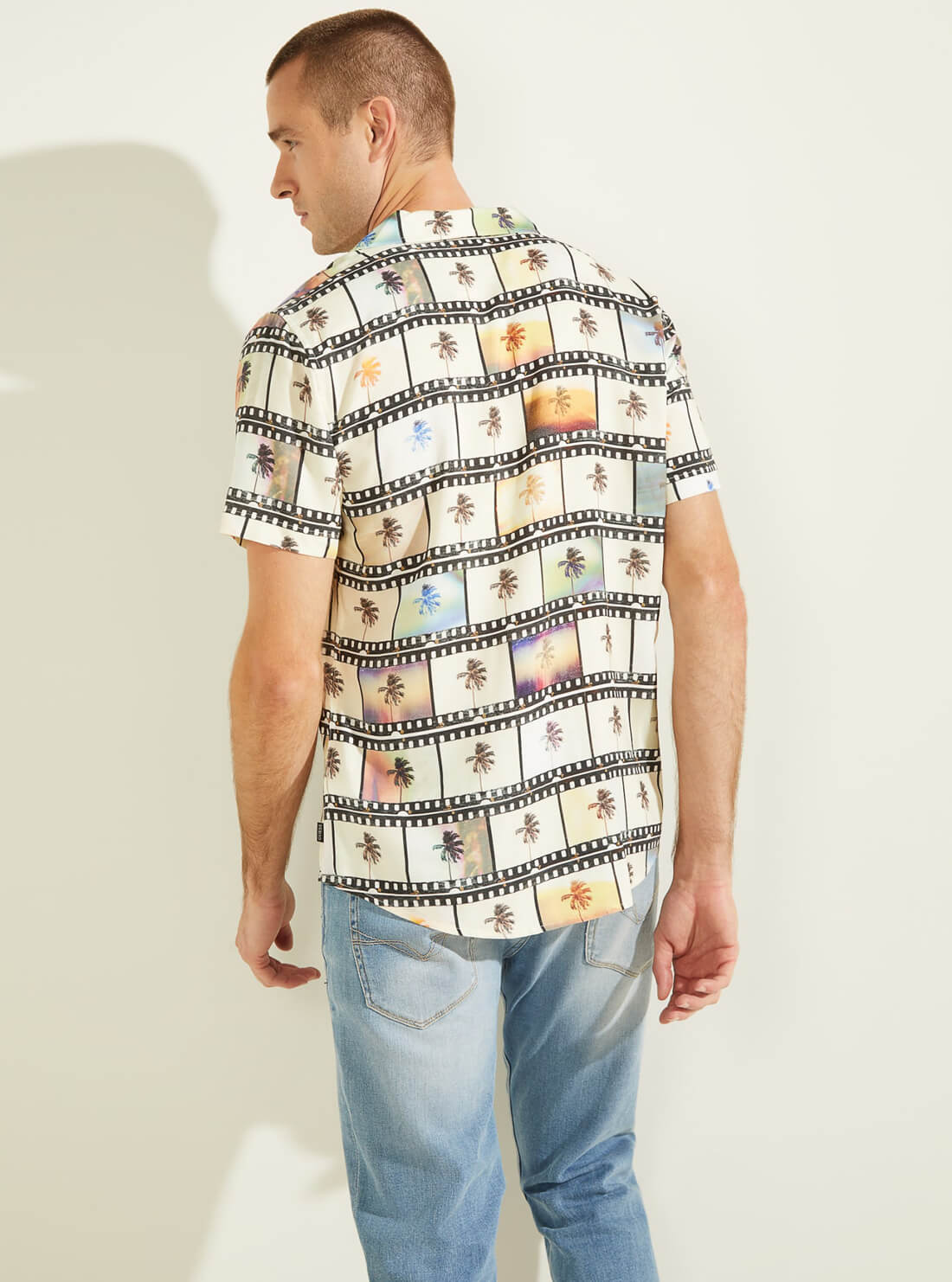GUESS Mens Eco Palm Film Shirt M1YH52RD4Z3 Back View