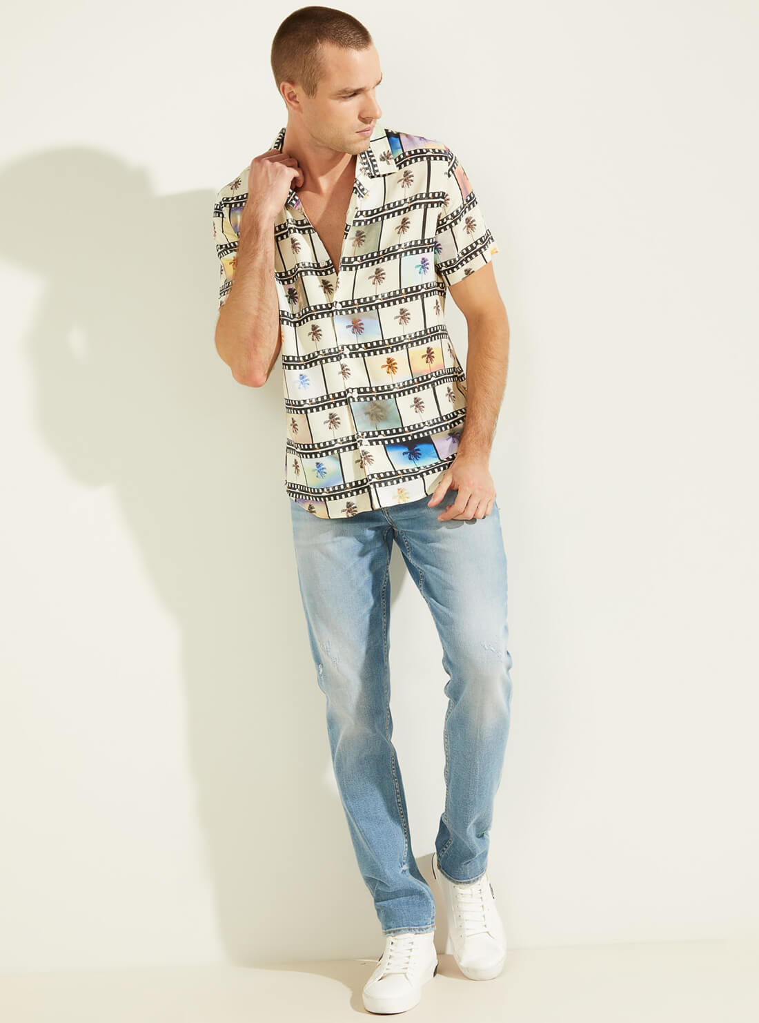 GUESS Mens Eco Palm Film Shirt M1YH52RD4Z3 Full View