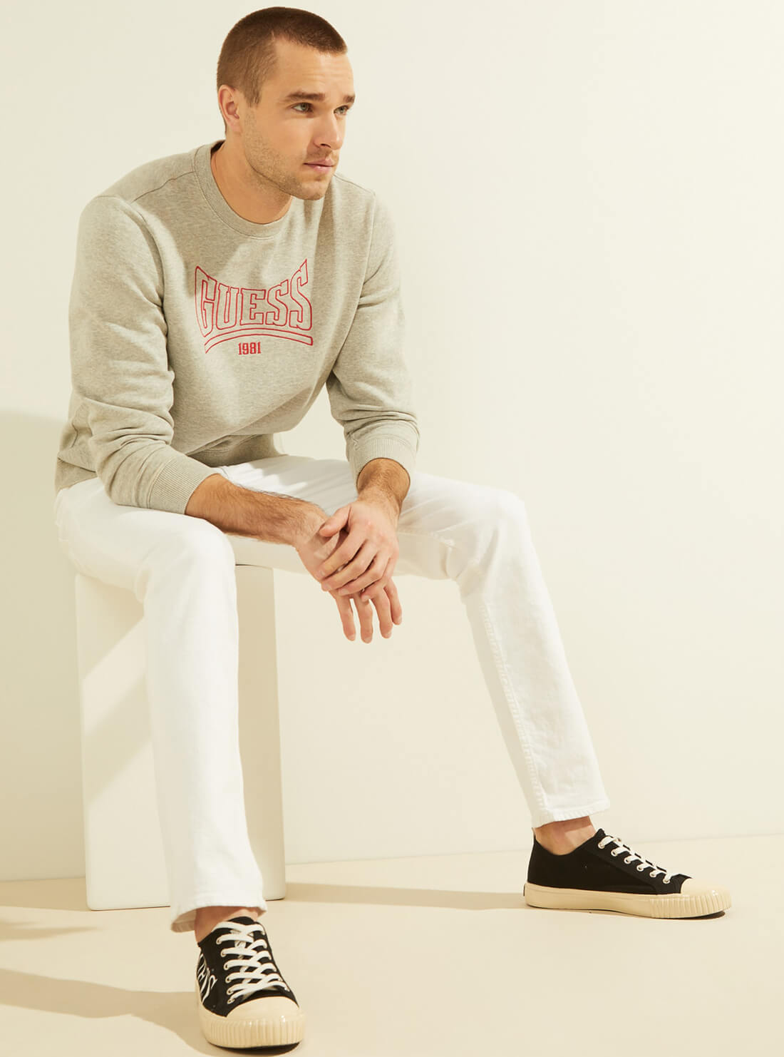 GUESS Mens Eco Grey Roy Retro Jumper M1GQ08R9YH1 Full View