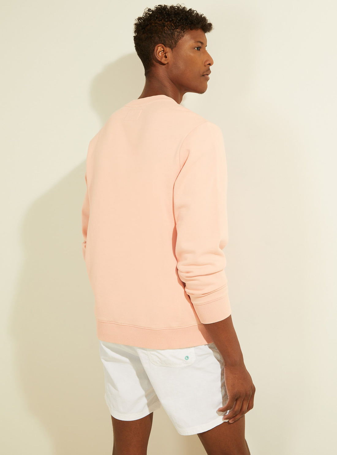 GUESS Mens Eco Coral Pink Roy Retro Jumper M1GQ08R9YH1 Back View