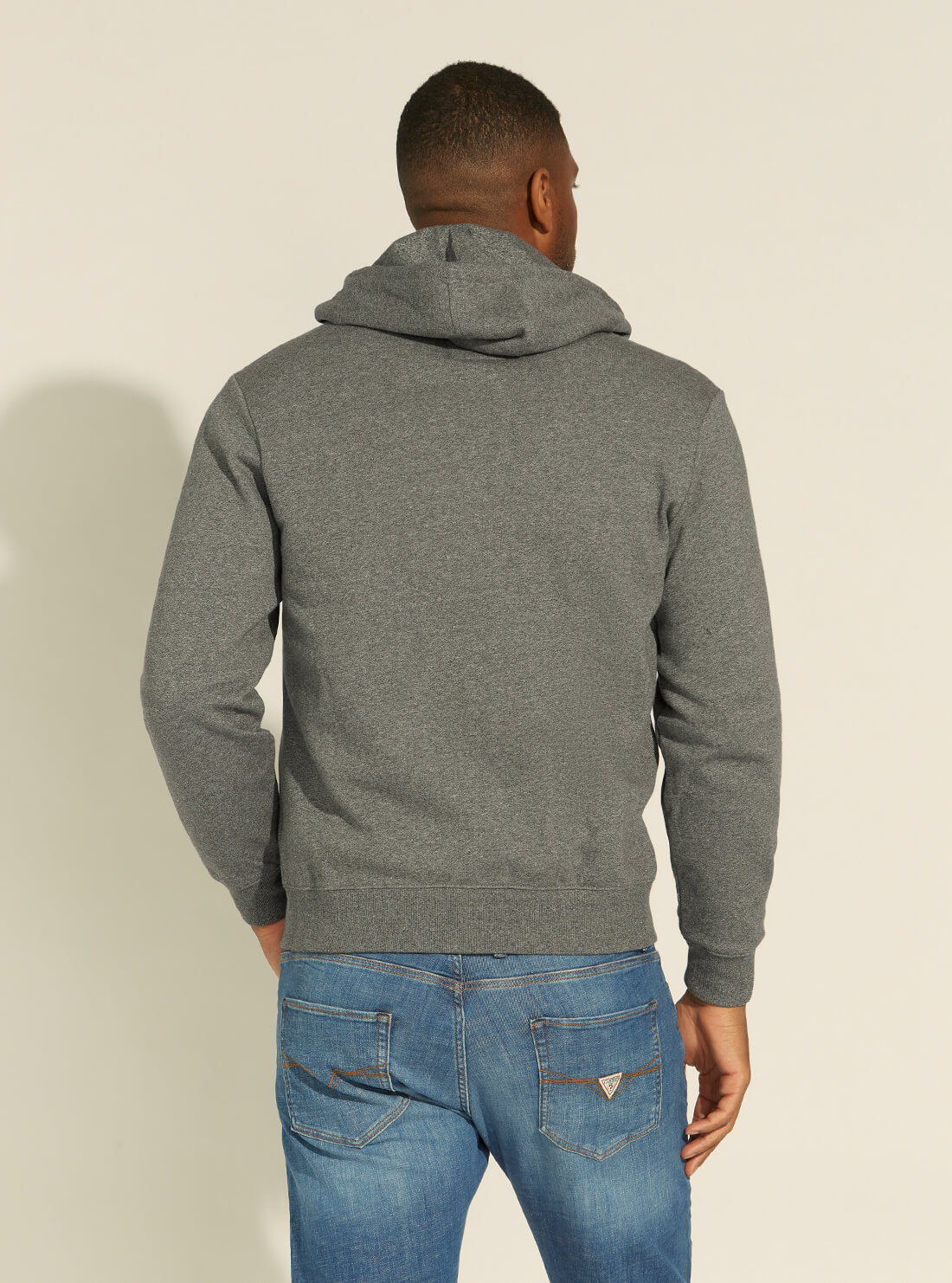 GUESS Mens Eco Grey Roy Zip Hoodie Jacket M0GQ35R44Q7 Back View