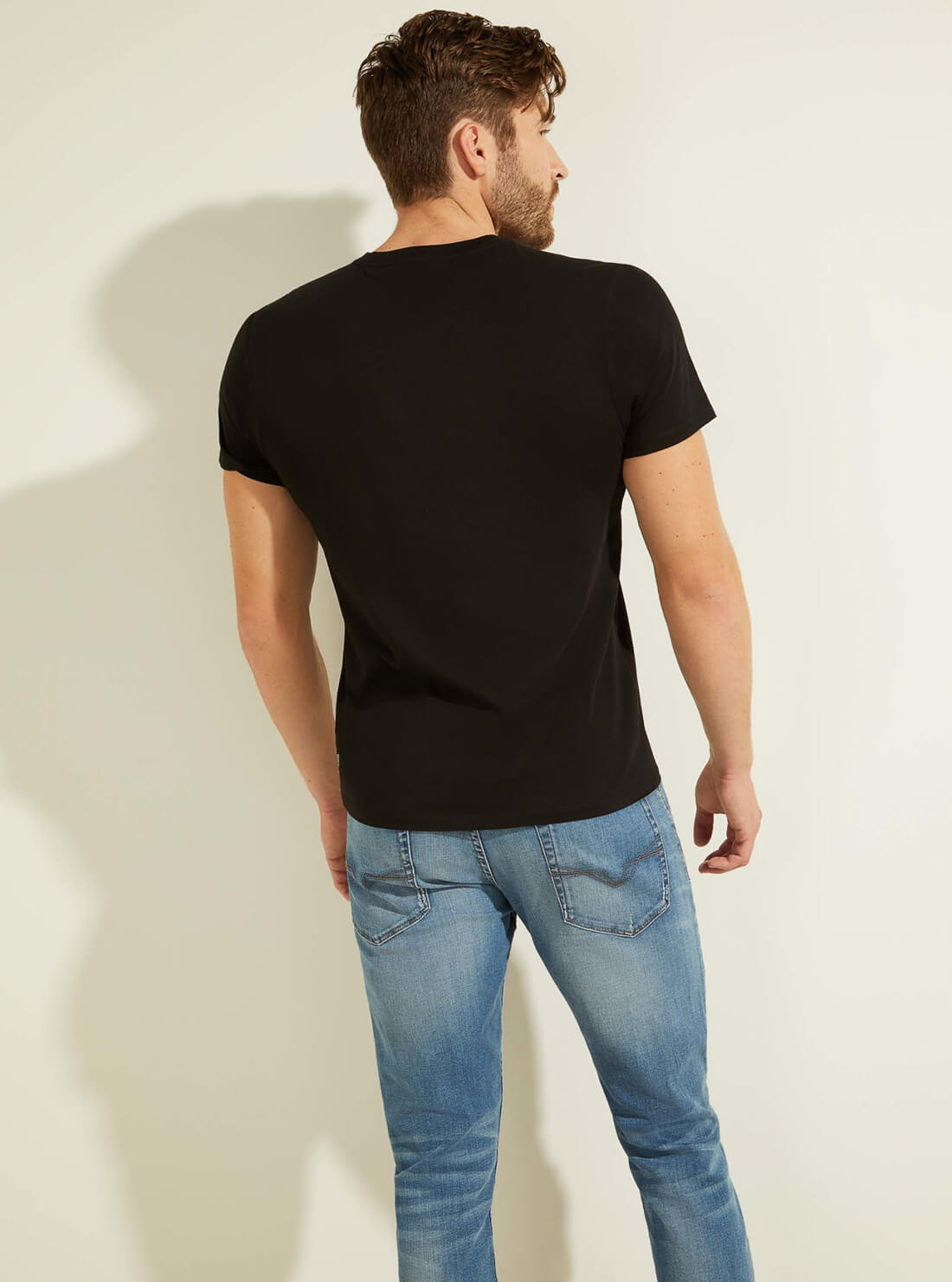 GUESS Mens Eco Black Scenic Logo T-shirt MBGI31R9RM7 Back View
