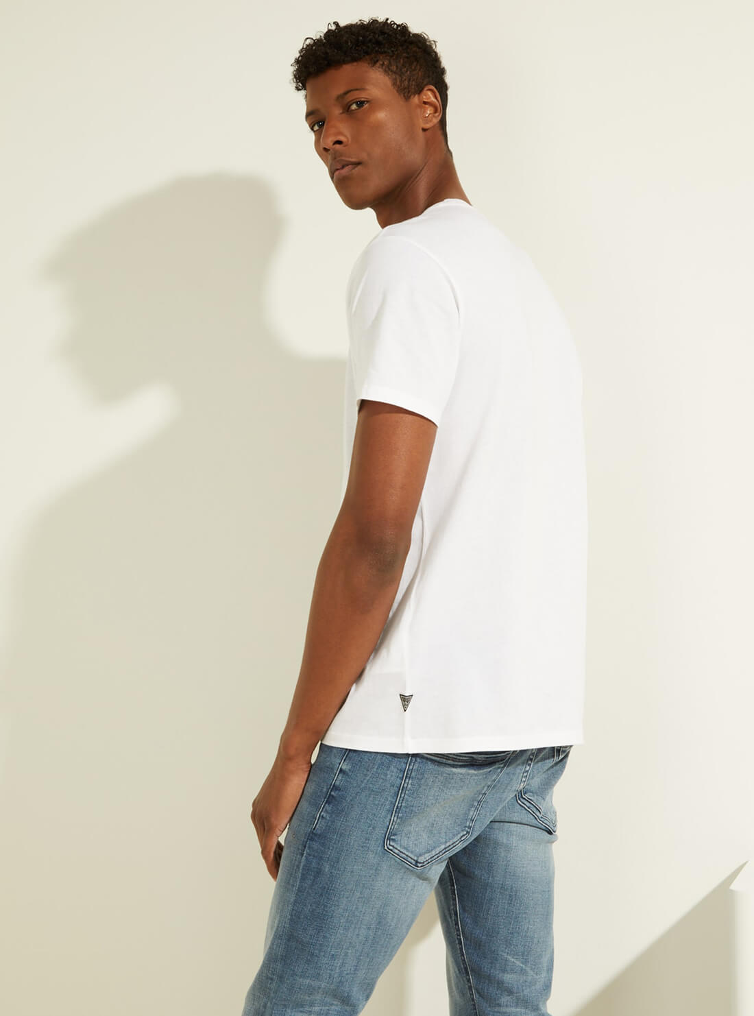 GUESS Mens  Eco White Scenic Logo T-Shirt MBGI31R9RM7 Back View