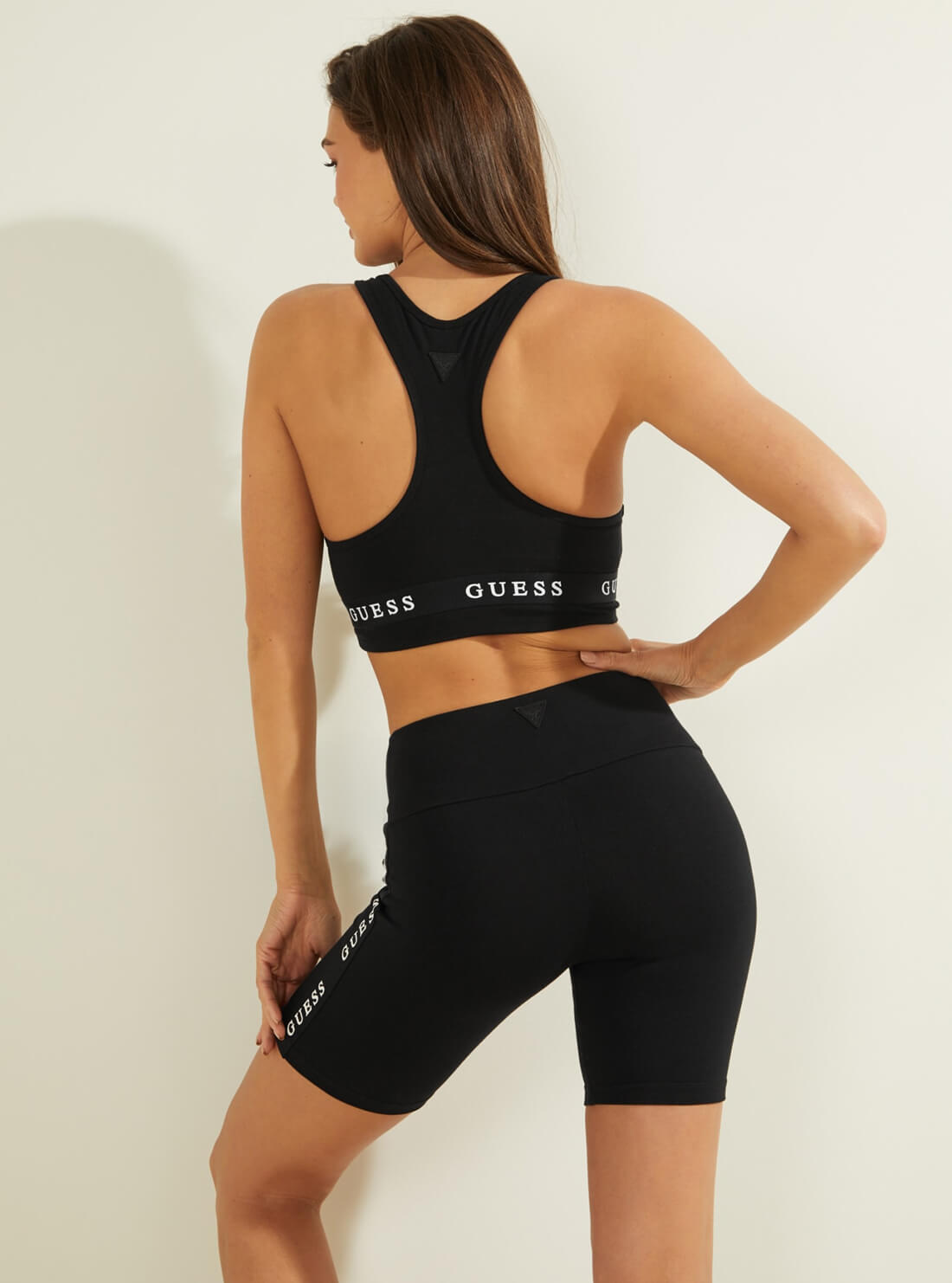 GUESS Womens  Eco Black Stretch Jersey Active Bra O1GA44KABR0 Back View