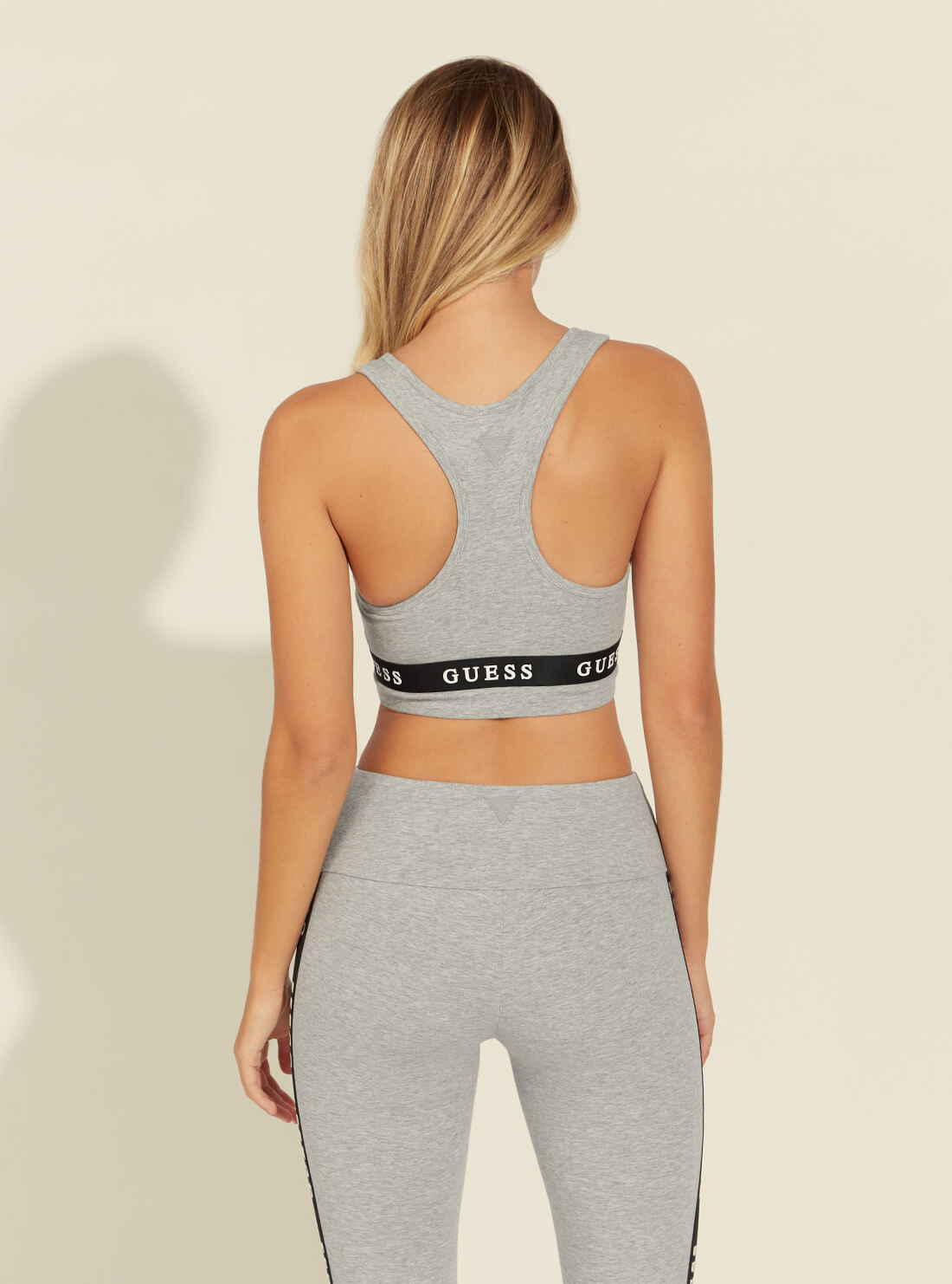 GUESS Womens  Eco Grey Stretch Jersey Active Bra O1GA44KABR0 Back View