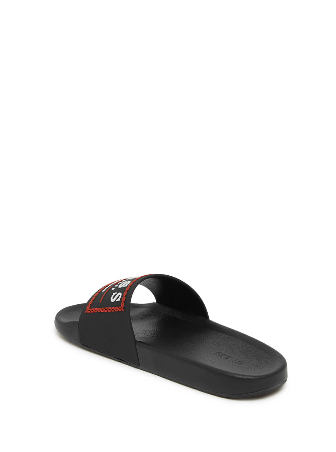 GUESS Women's Black Elmont Logo Slides ELMONT Back View