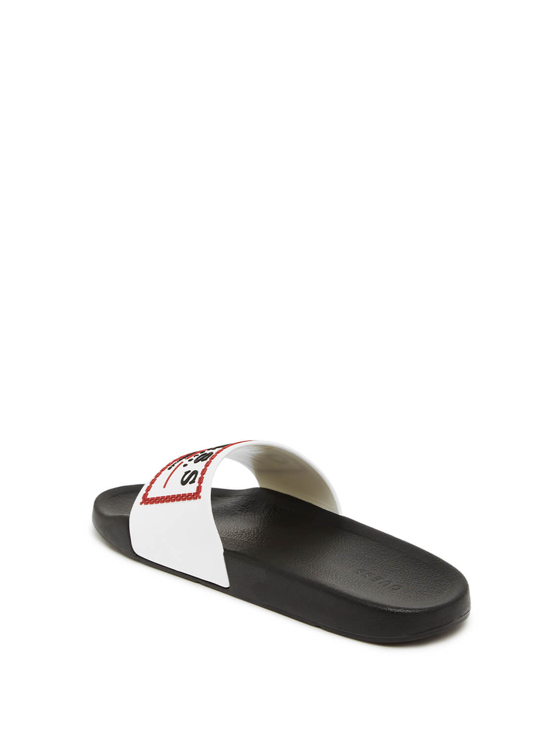 GUESS Women's White Multi Elmont Logo Slides ELMONT Back View