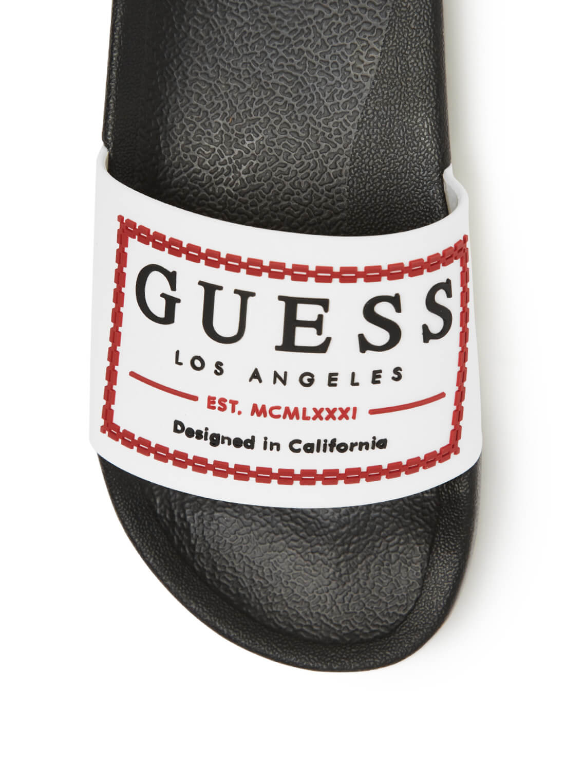 GUESS Women's White Multi Elmont Logo Slides ELMONT Top View