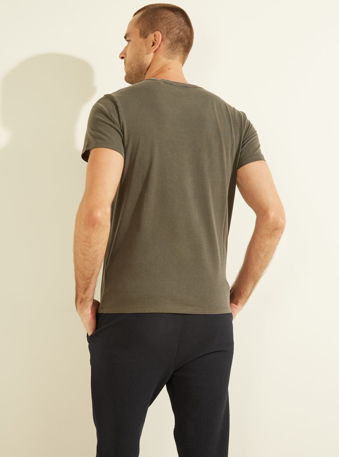 GUESS Mens Rust Black Embroidered Essential Logo T-Shirt M0BI1JR9YK0 Back View