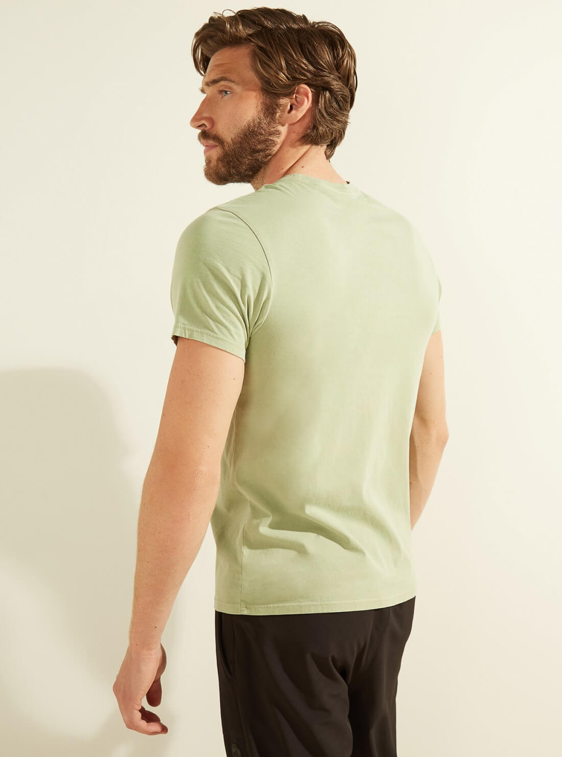 GUESS Mens Green Embroidered Essential Logo T-Shirt M0BI1JR9YK0 Back View