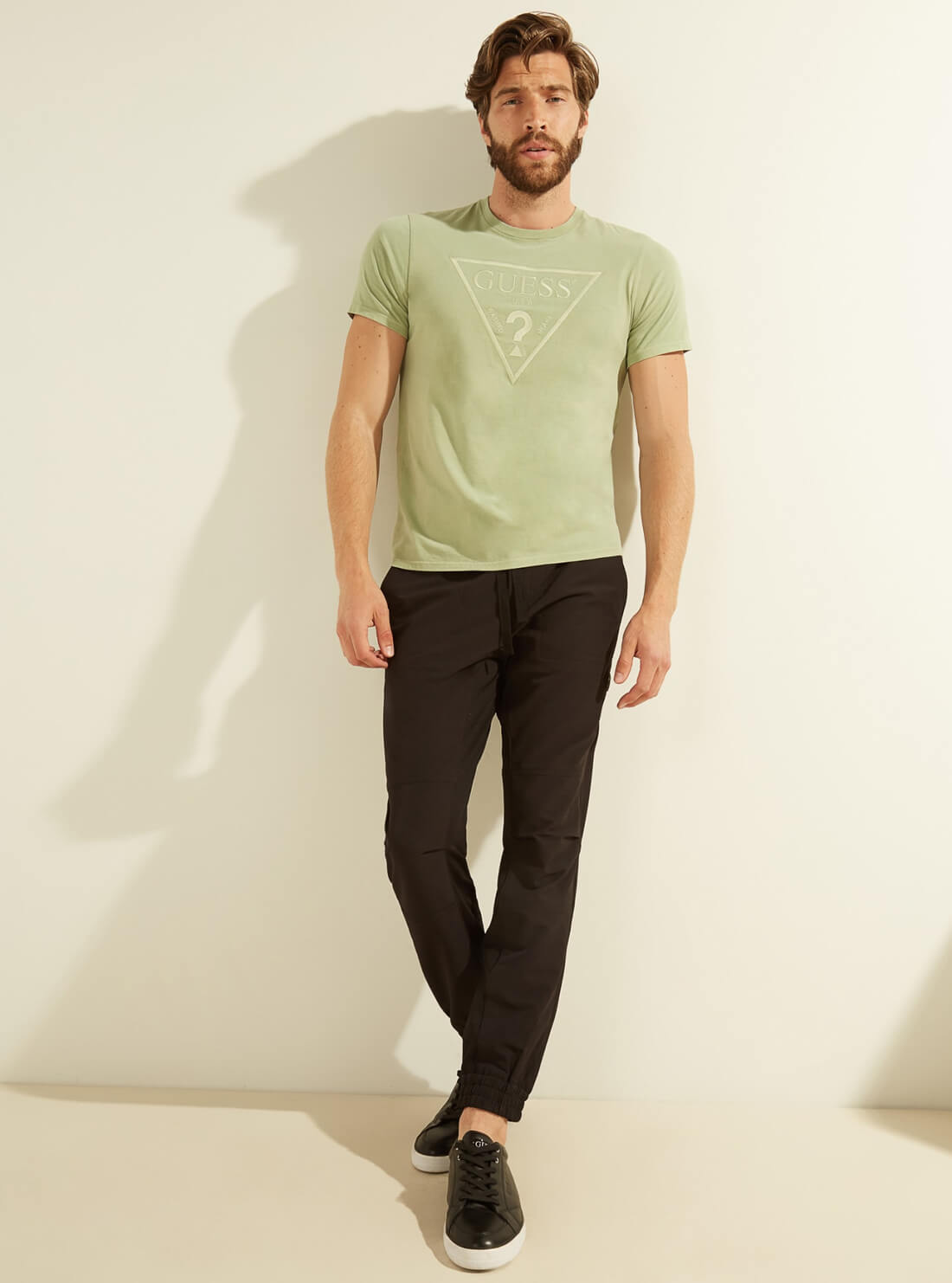 GUESS Mens Green Embroidered Essential Logo T-Shirt M0BI1JR9YK0 Full View