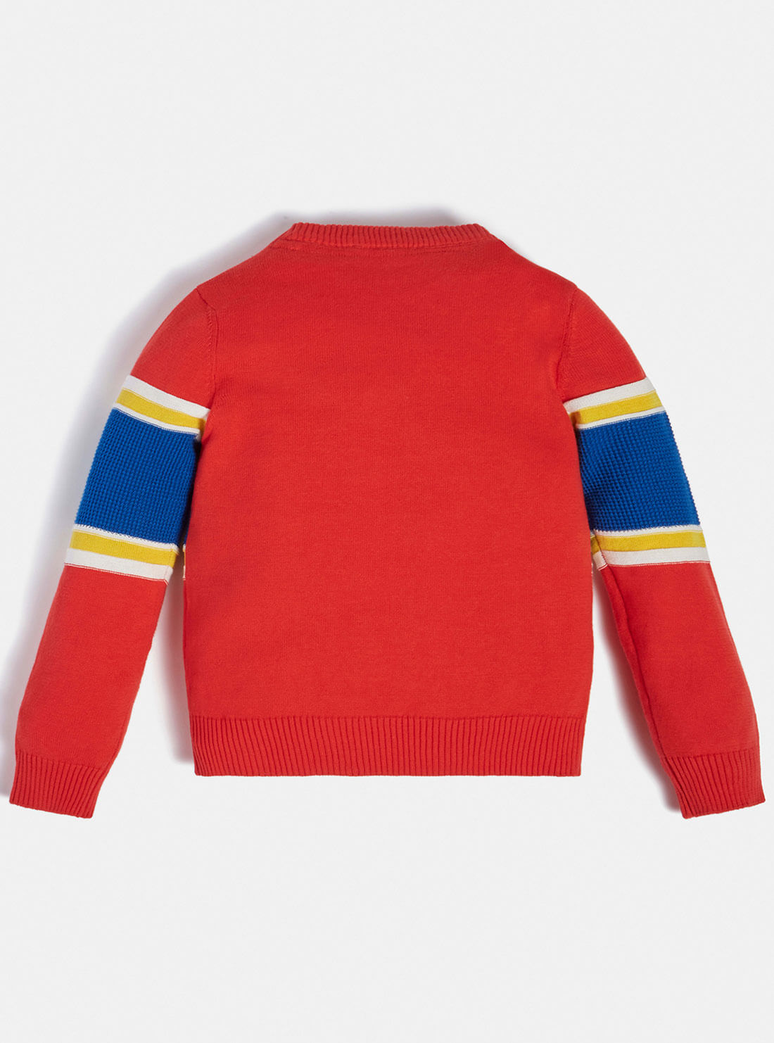 GUESS Little Boys Red Colour-Block Logo Jumper (2-7) N1YR00Z2S40 Back View