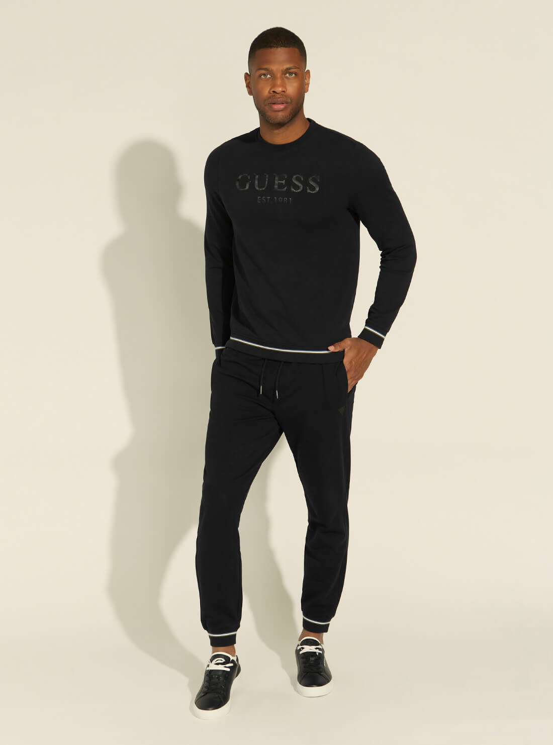 GUESS Mens Black Fleece Adam Trackpants M1YB37K7ON1 Full View