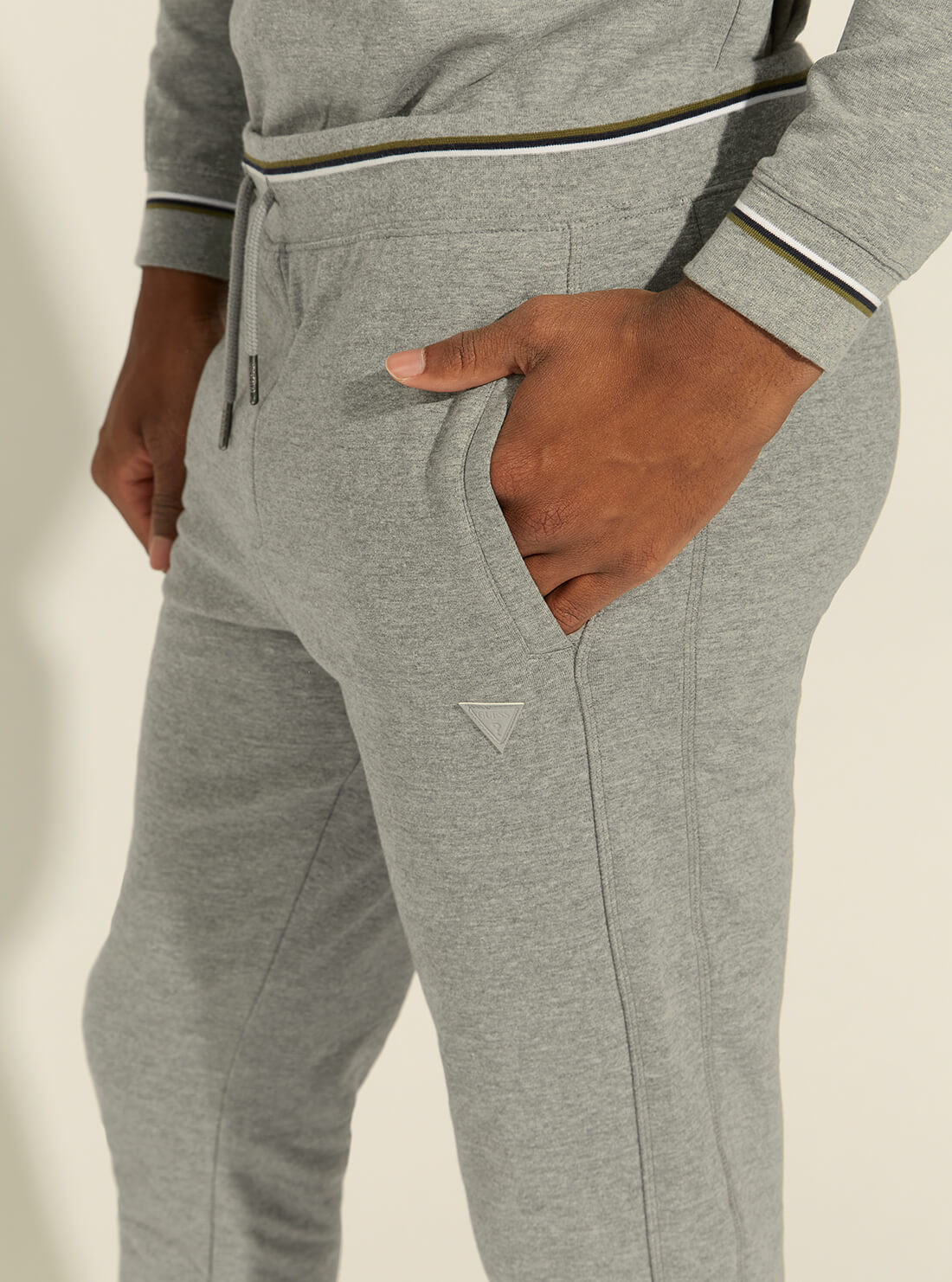 GUESS Mens Grey Fleece Adam Trackpants M1YB37K7ON1 Detail View
