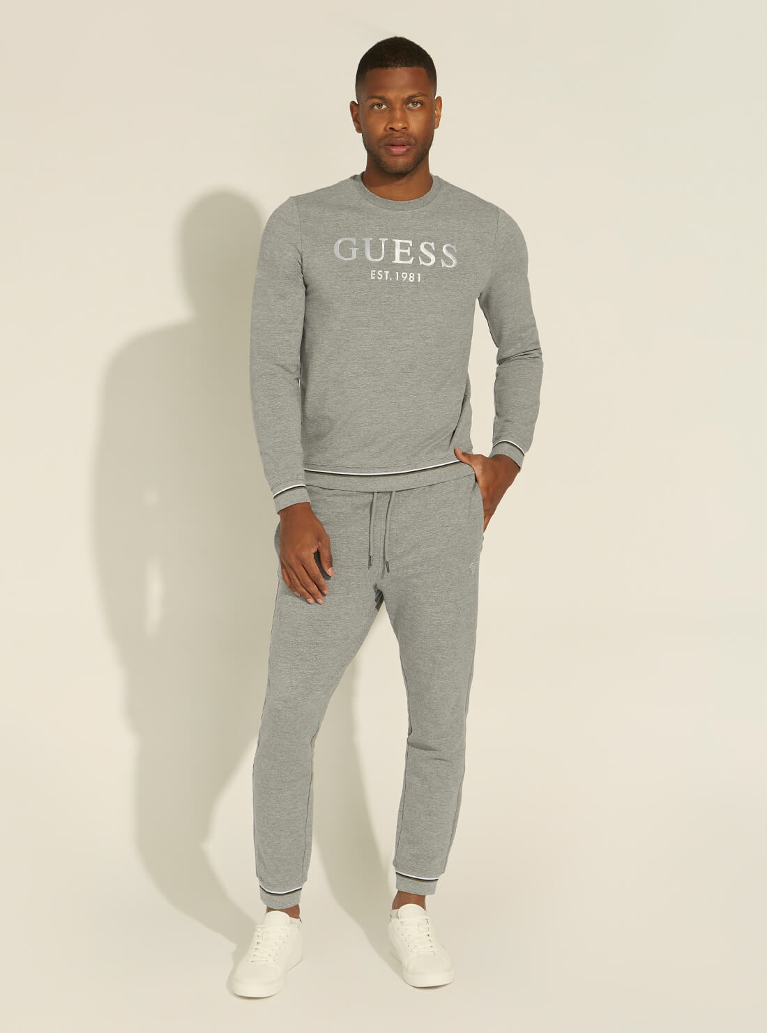 GUESS Mens Grey Fleece Adam Trackpants M1YB37K7ON1 Full View