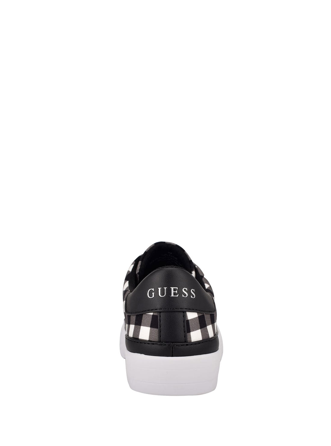 GUESS Womens Black Gingham G-Logo Leenie Low Top Sneakers GWLEENIE Back View