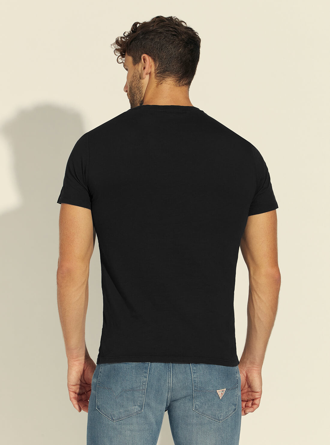 GUESS Mens Black GUESS EST.1981 Basic T-Shirt M1BI04K6XN1 Back View