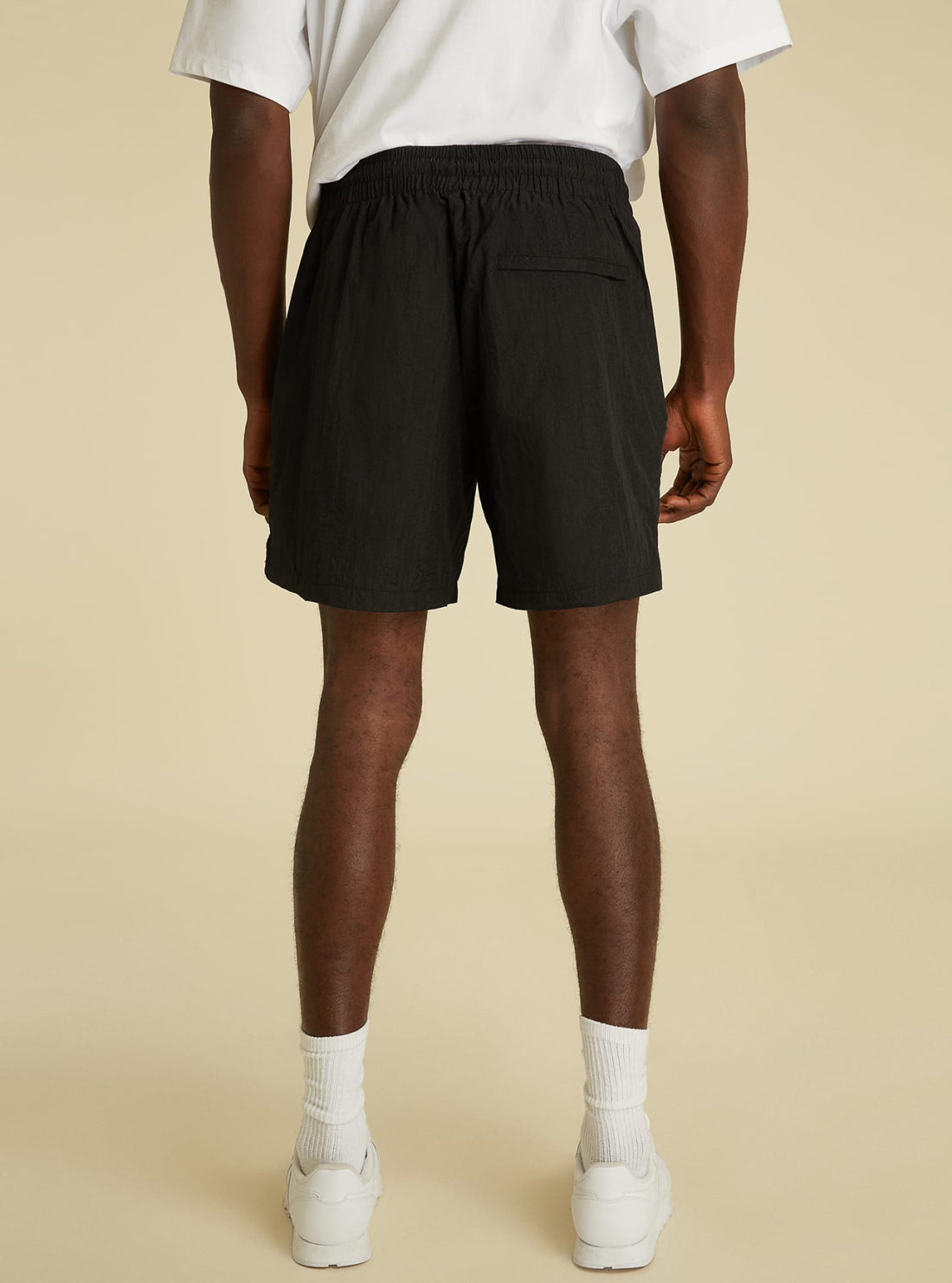 GUESS Mens GUESS Originals Black Kit Nylon Shorts M1GQ00RC481 Back View
