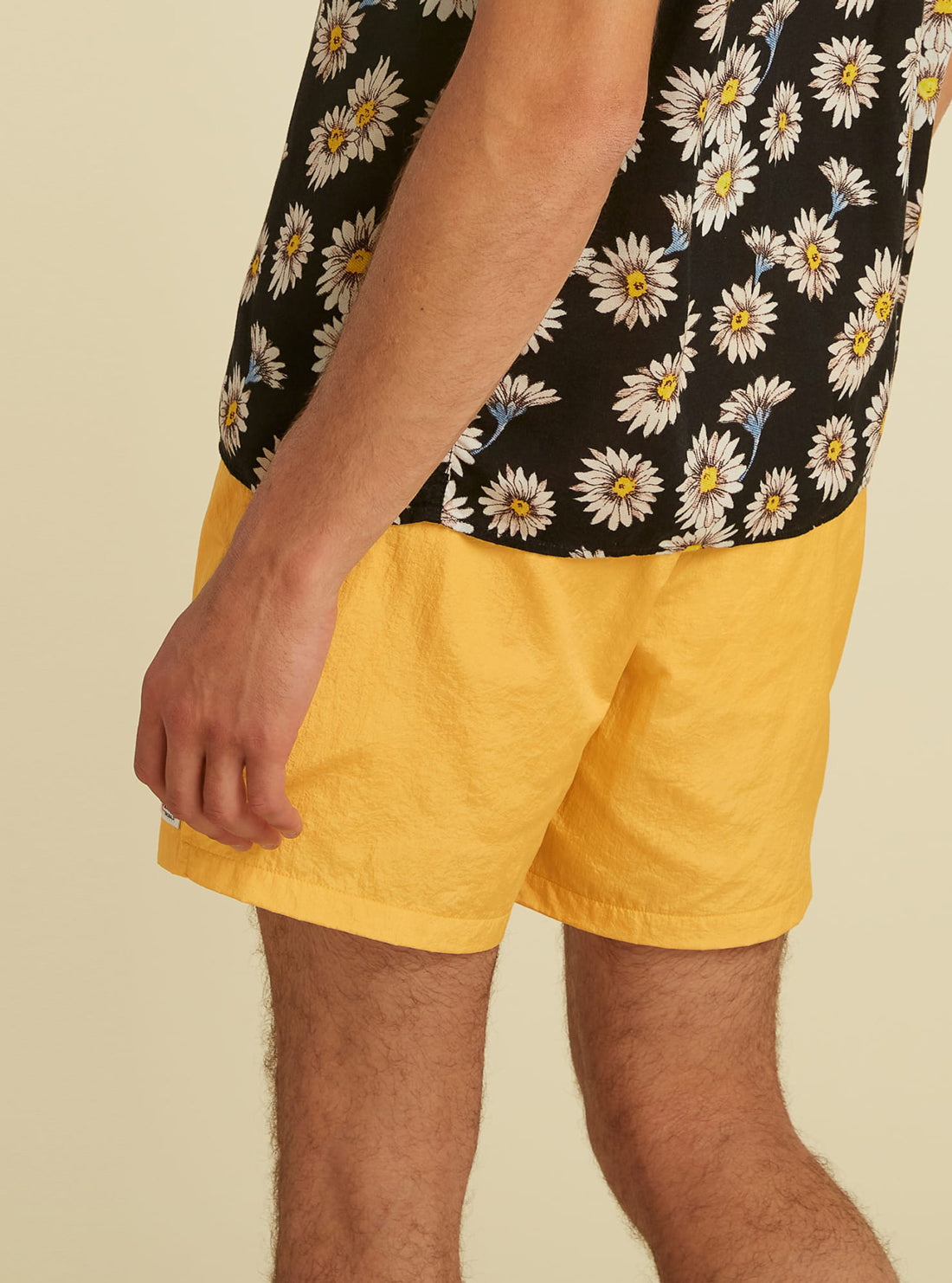 GUESS Mens GUESS Originals Yellow Kit Nylon Shorts M1GQ00RC481 Back View
