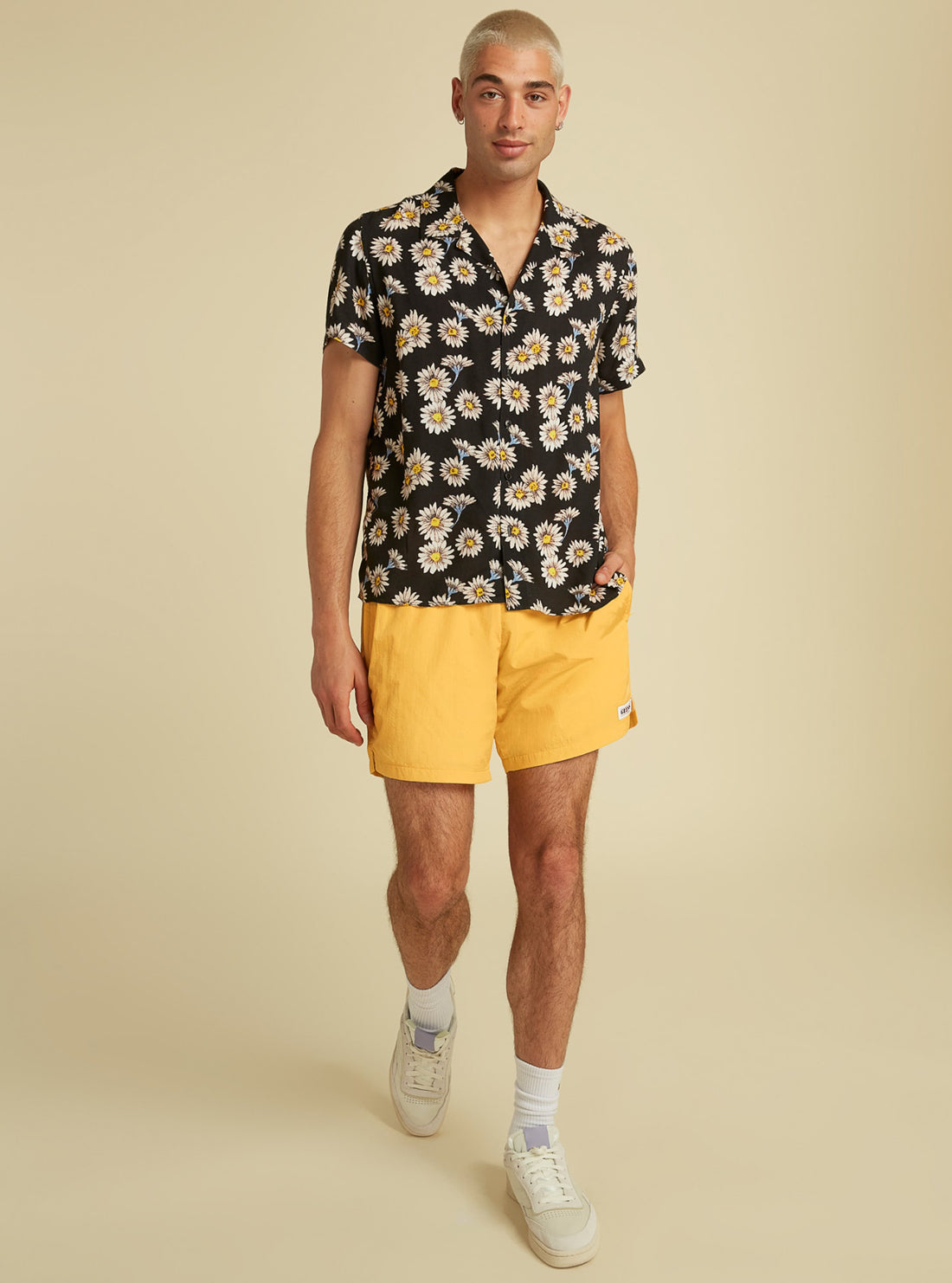 GUESS Mens GUESS Originals Yellow Kit Nylon Shorts M1GQ00RC481 Full View