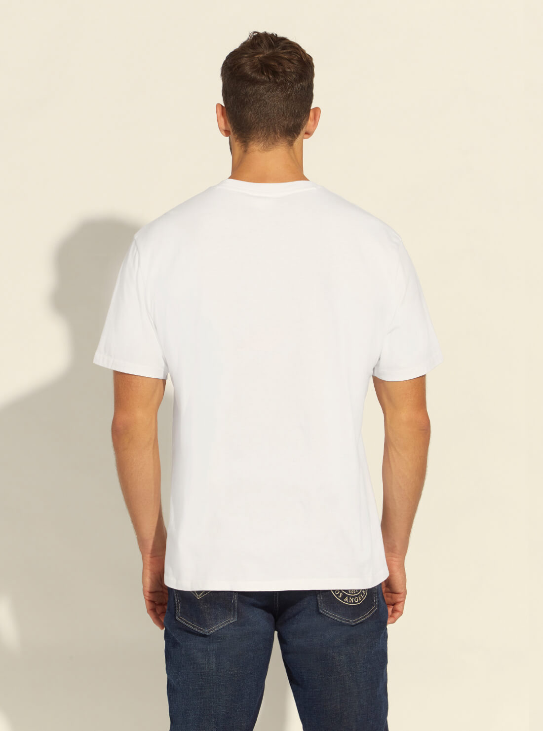 GUESS Mens Guess Originals White Grid Logo T-Shirt M1RI00K9Y40 Back View