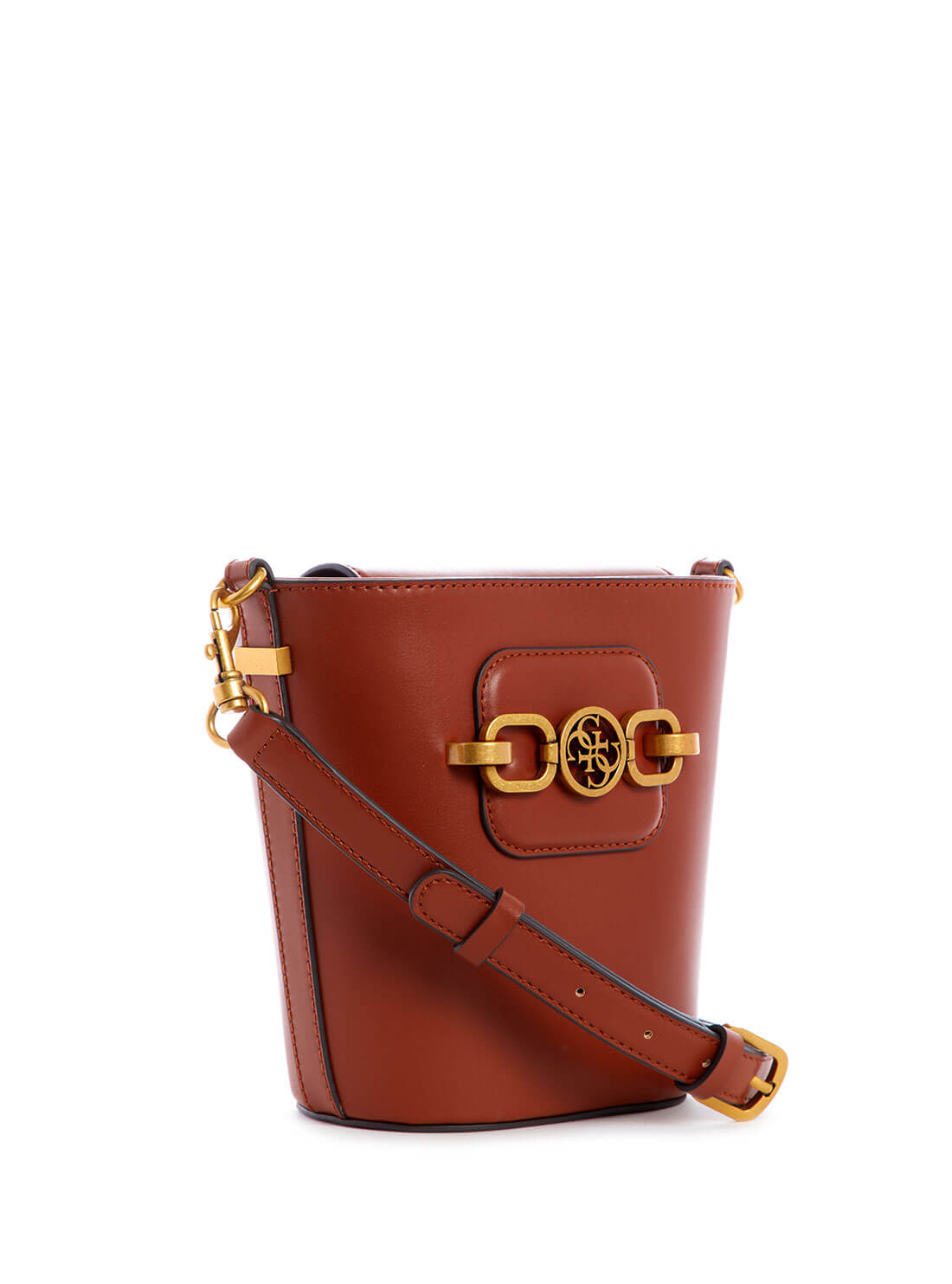 GUESS Womens  Brown Hensely Crossbody Bucket Bag VB811301 Front Side View