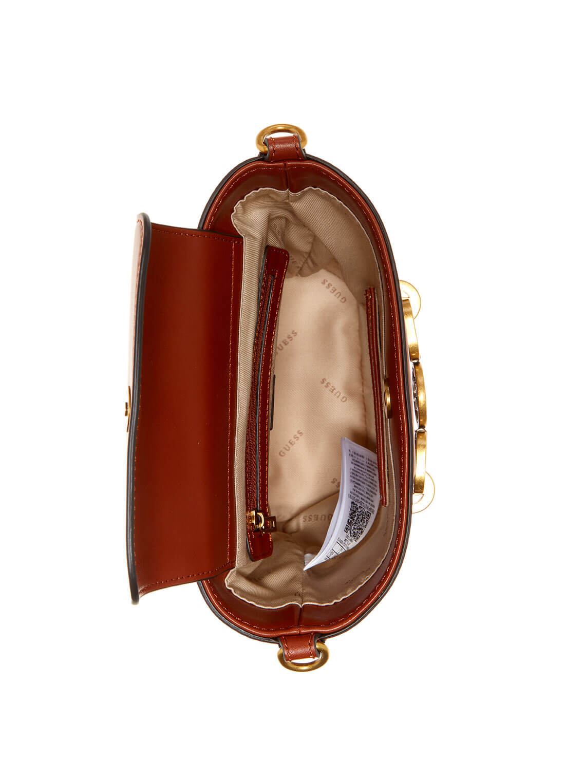 GUESS Womens  Brown Hensely Crossbody Bucket Bag VB811301 Inside View