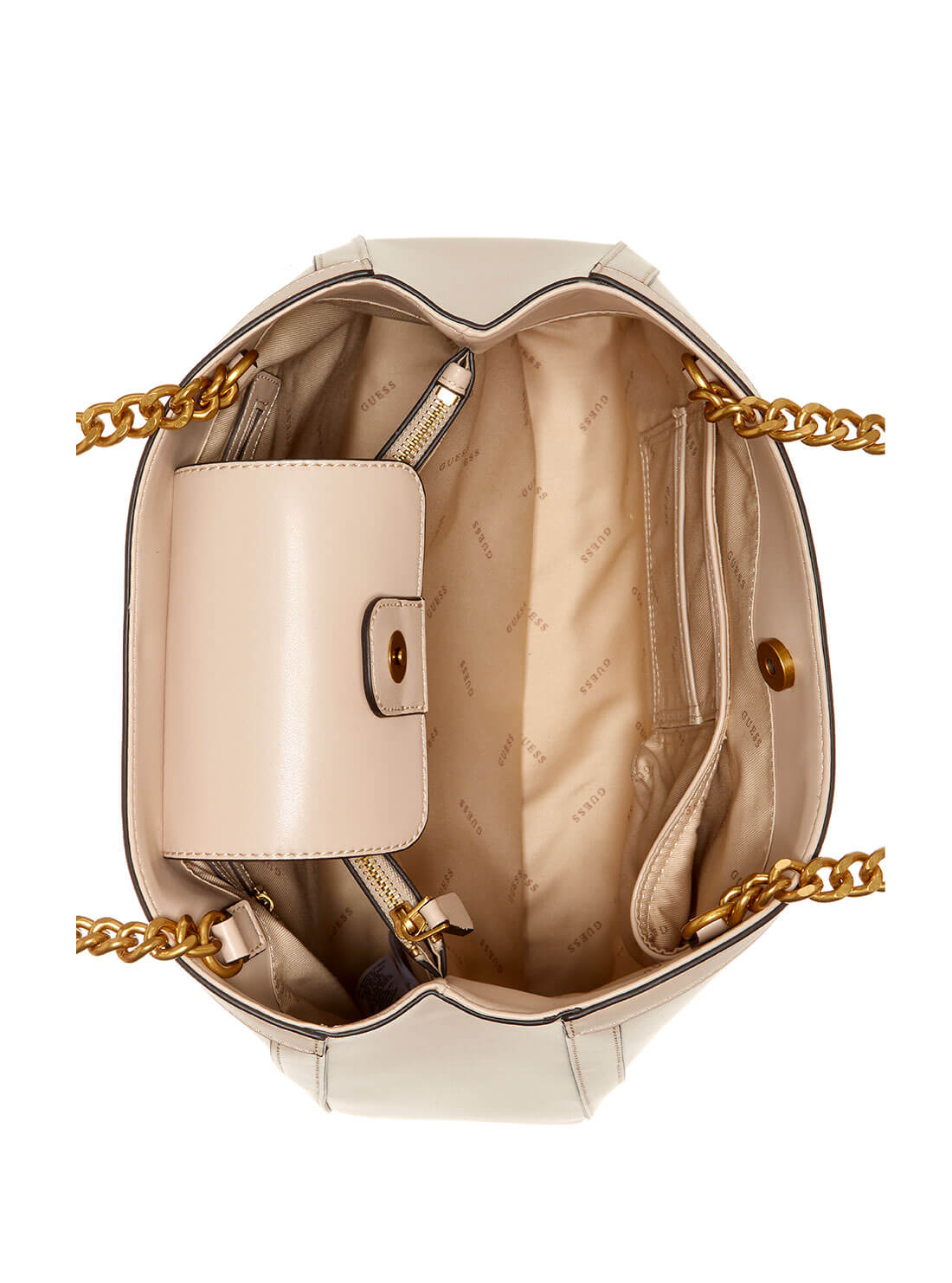 GUESS Womens  Beige Hensely Girlfriend Tote Bag  VB811323 Inside View