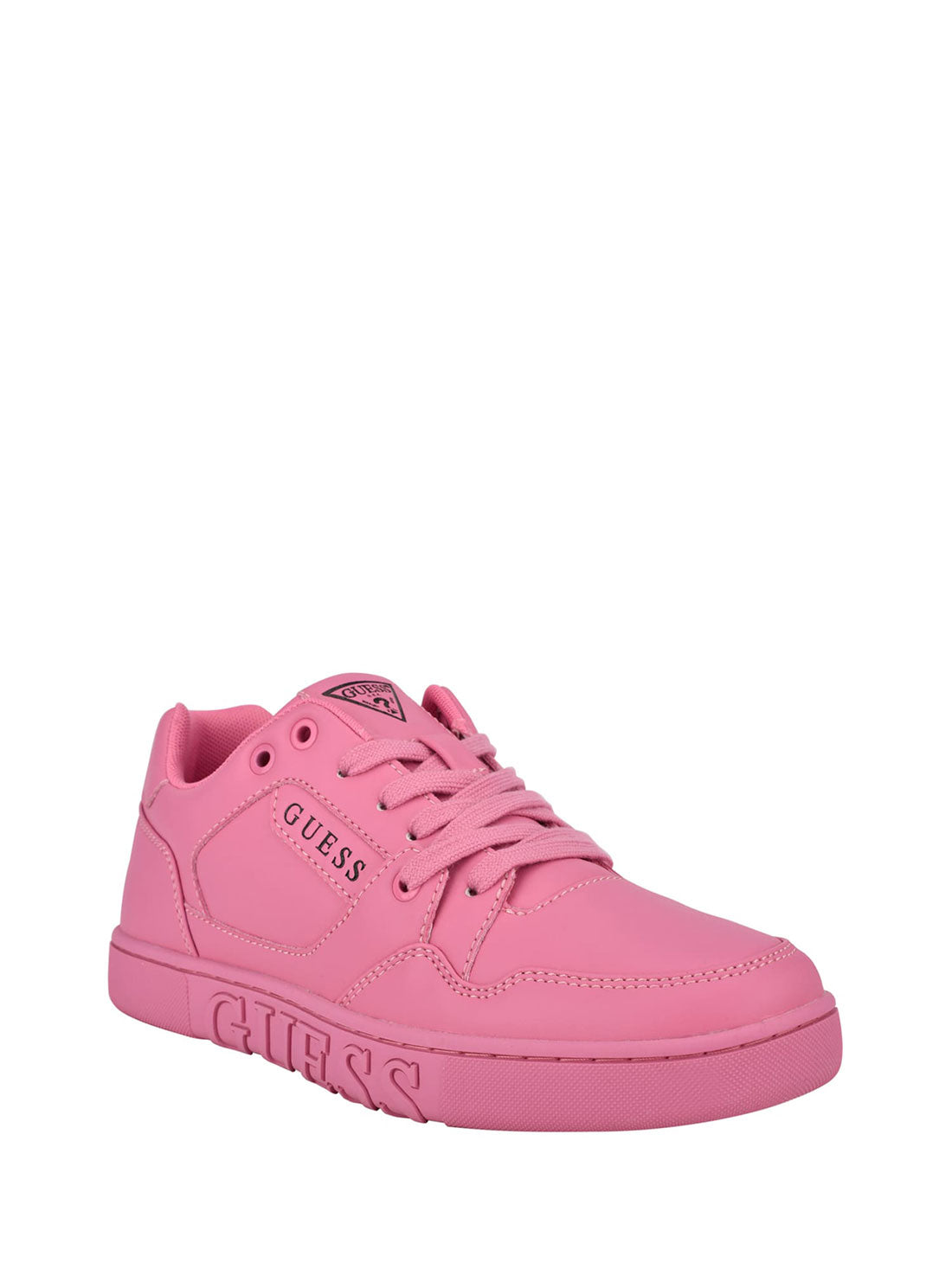 GUESS Womens  Pink Julien Embossed Low-Top Sneakers JULIEN2-A Front Side  View