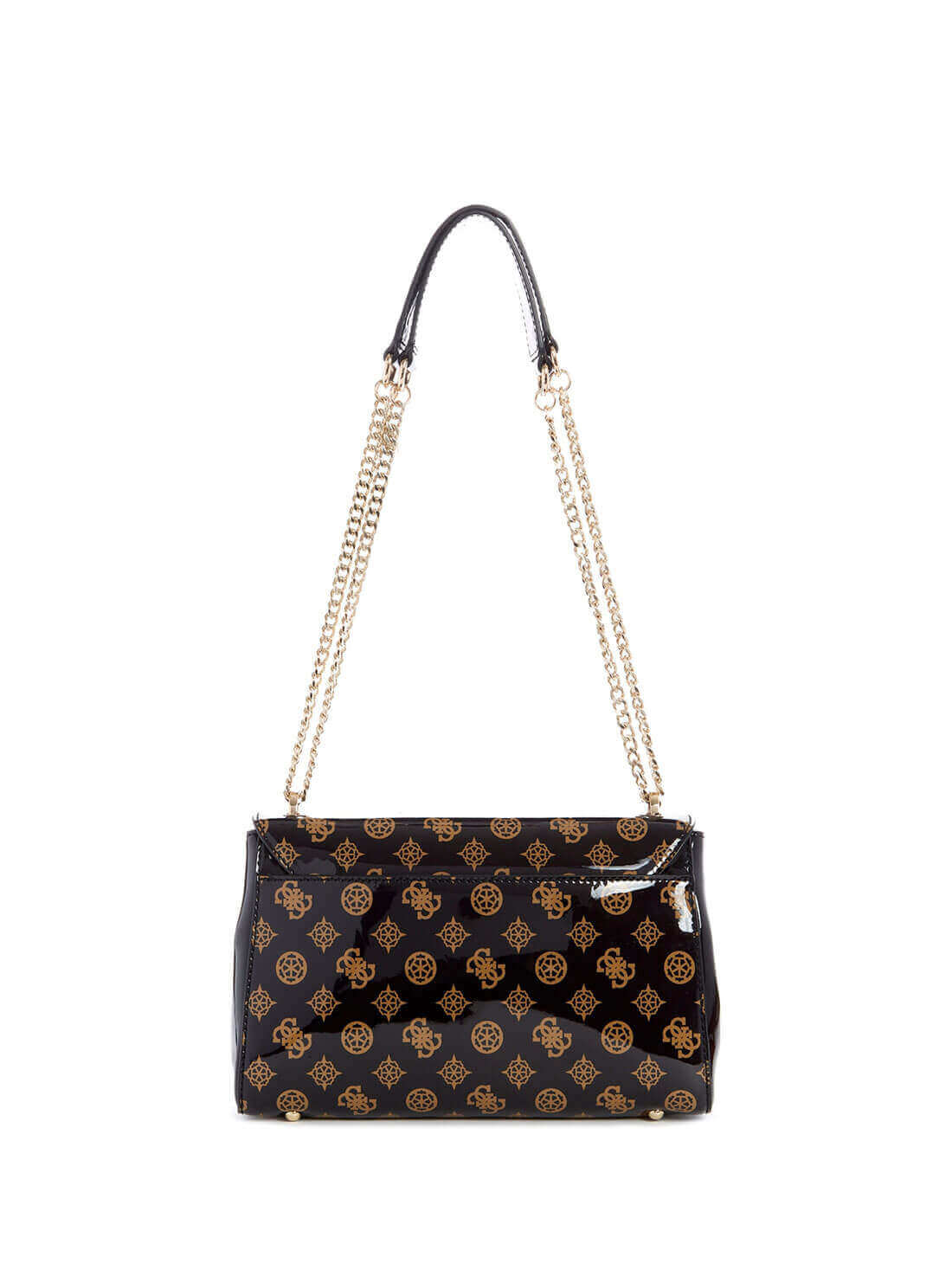 GUESS Womens  Black Brown Katey Quattro G Shoulder Bag Satchel PG787019 Back View