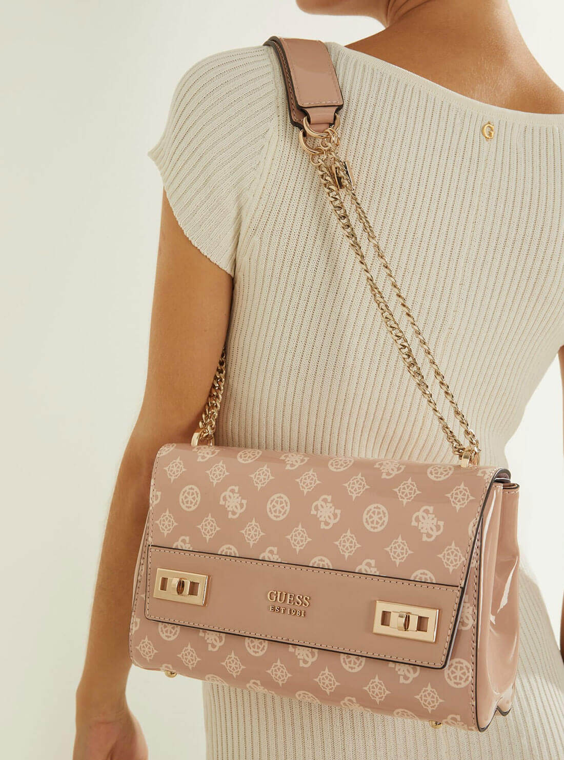GUESS Womens  Pink Katey Quattro G Shoulder Bag Satchel PG787019 Lifestyle View