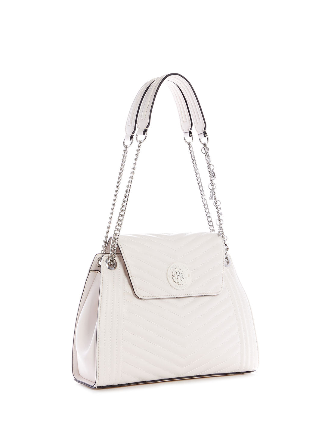 GUESS Womens White Lida Convertible Shoulder Satchel  VY812709 Front Side View