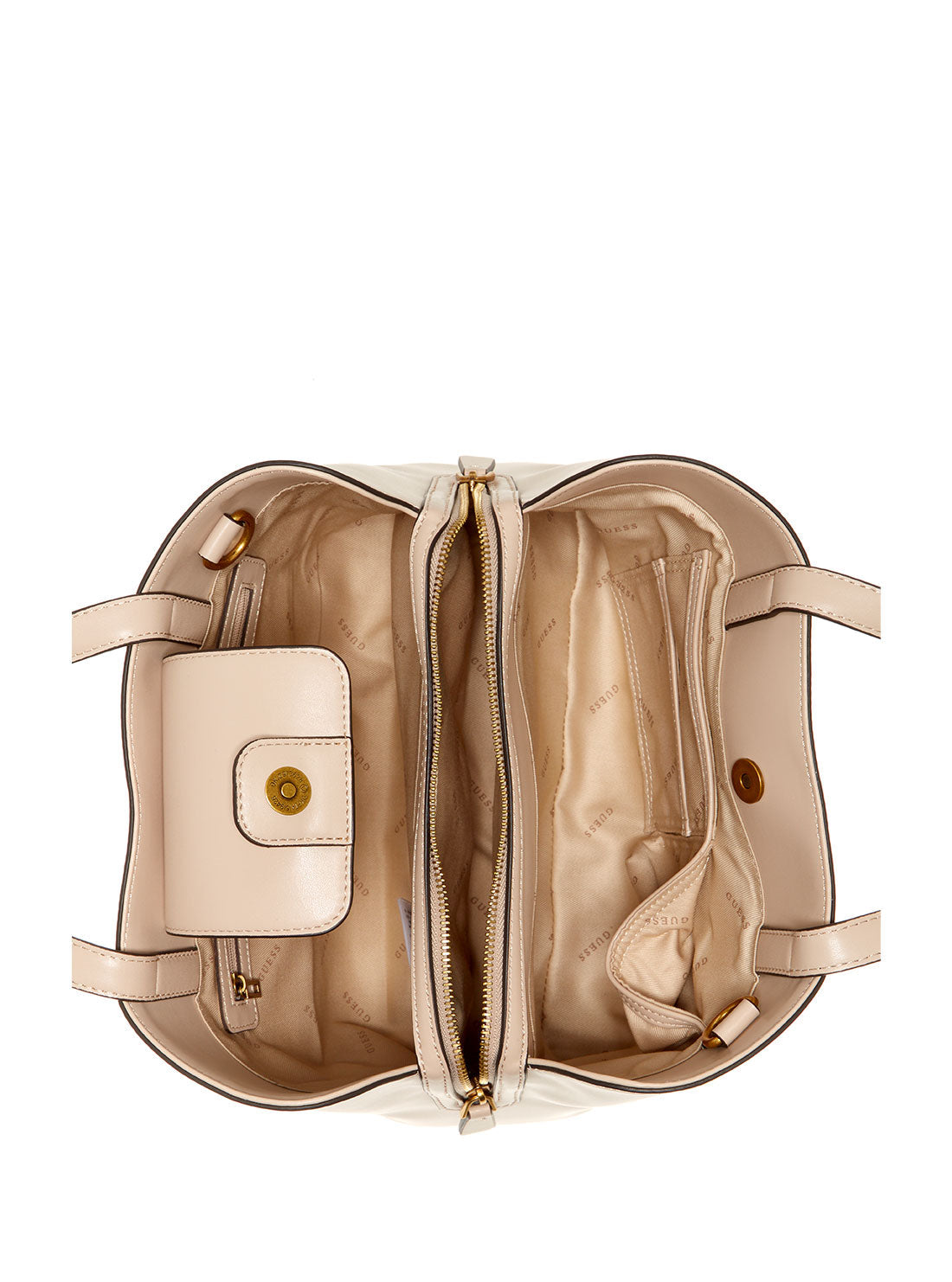 GUESS Womens  Beige Hensely Girlfriend Satchel  VB811307 Inside View