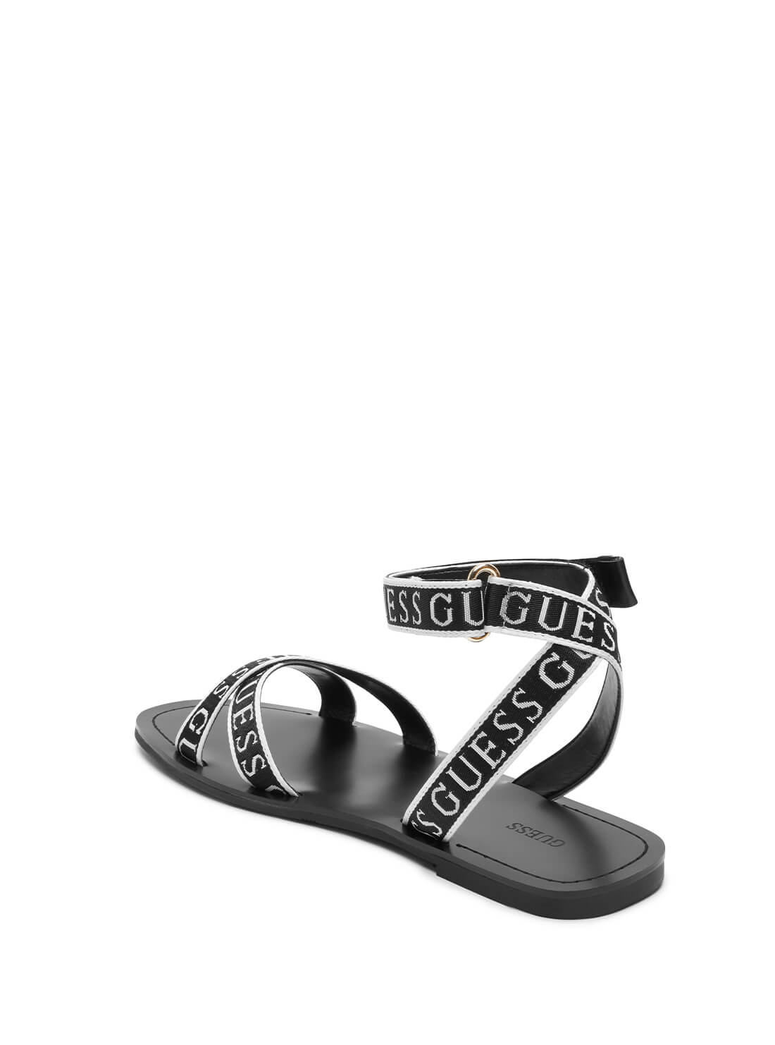 GUESS Womens Black Logo Gleemi Sandals  GLEEMI-A back view