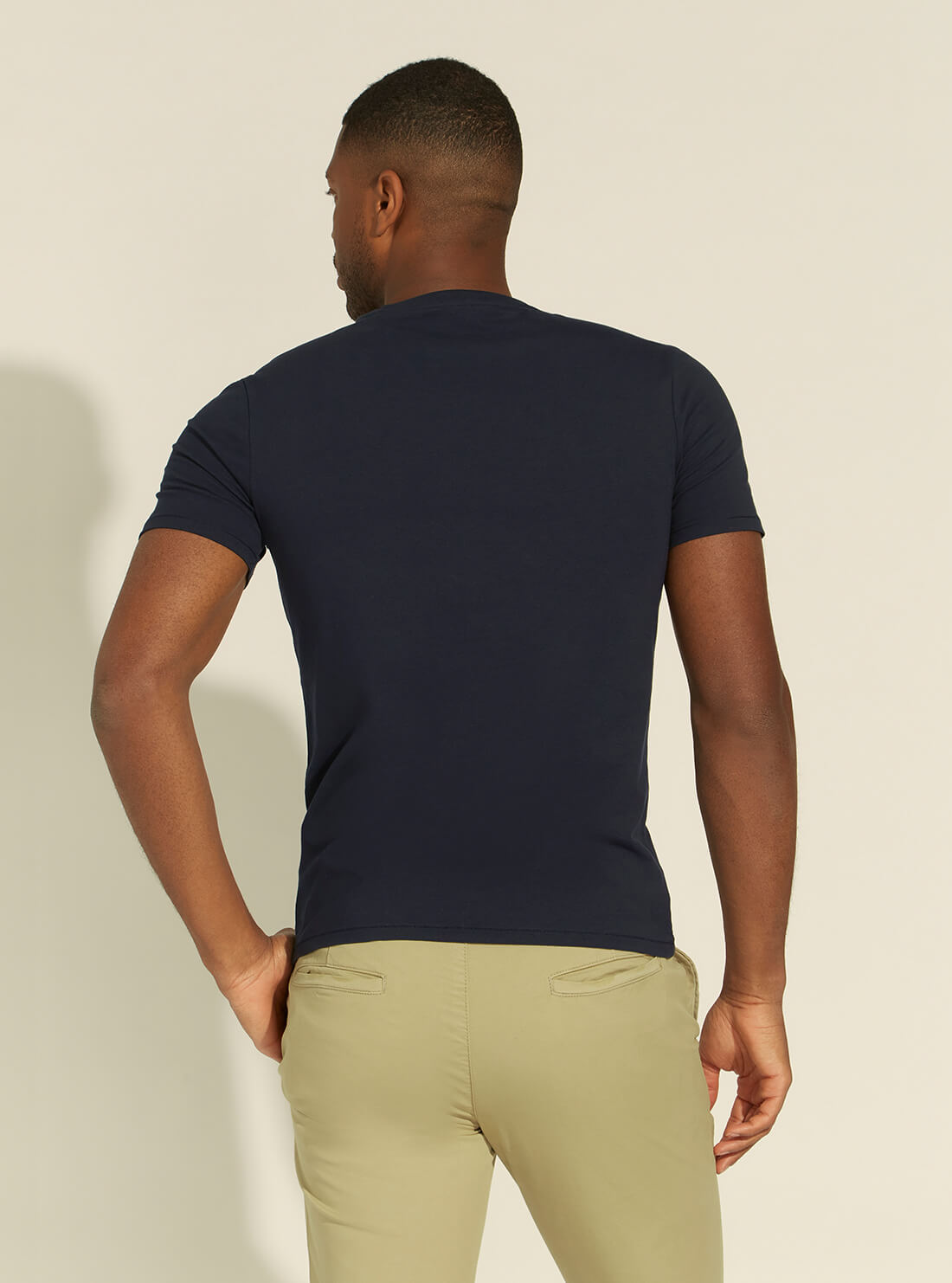 GUESS Mens Deep Blue Logo Outline T-Shirt M1YI76J1311 Back View