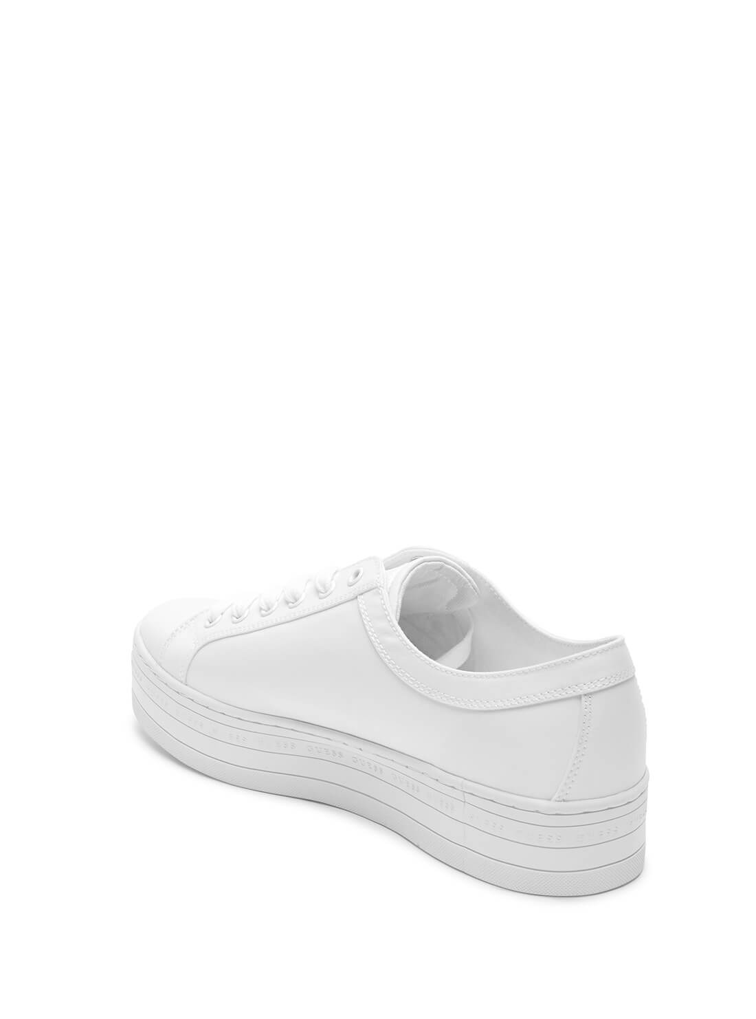 GUESS Womens  White Logo Platform Biny Sneakers BINY-A  Back View